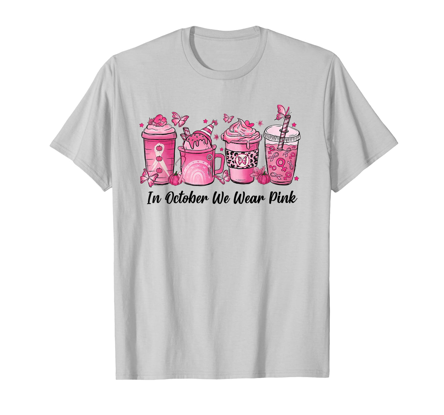 In October We Wear Pink Leopard Breast Cancer Coffee T-Shirt
