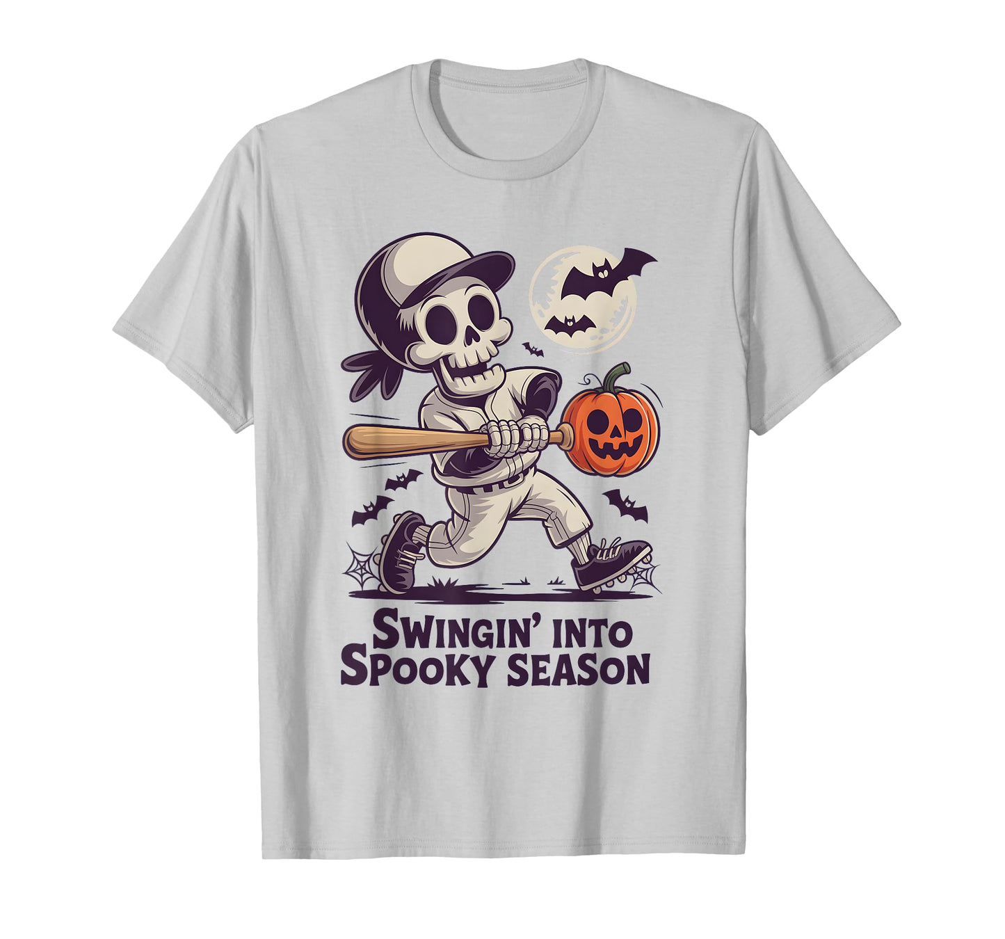 Halloween Skeleton Baseball Spooky Season Men Boys Kids T-Shirt