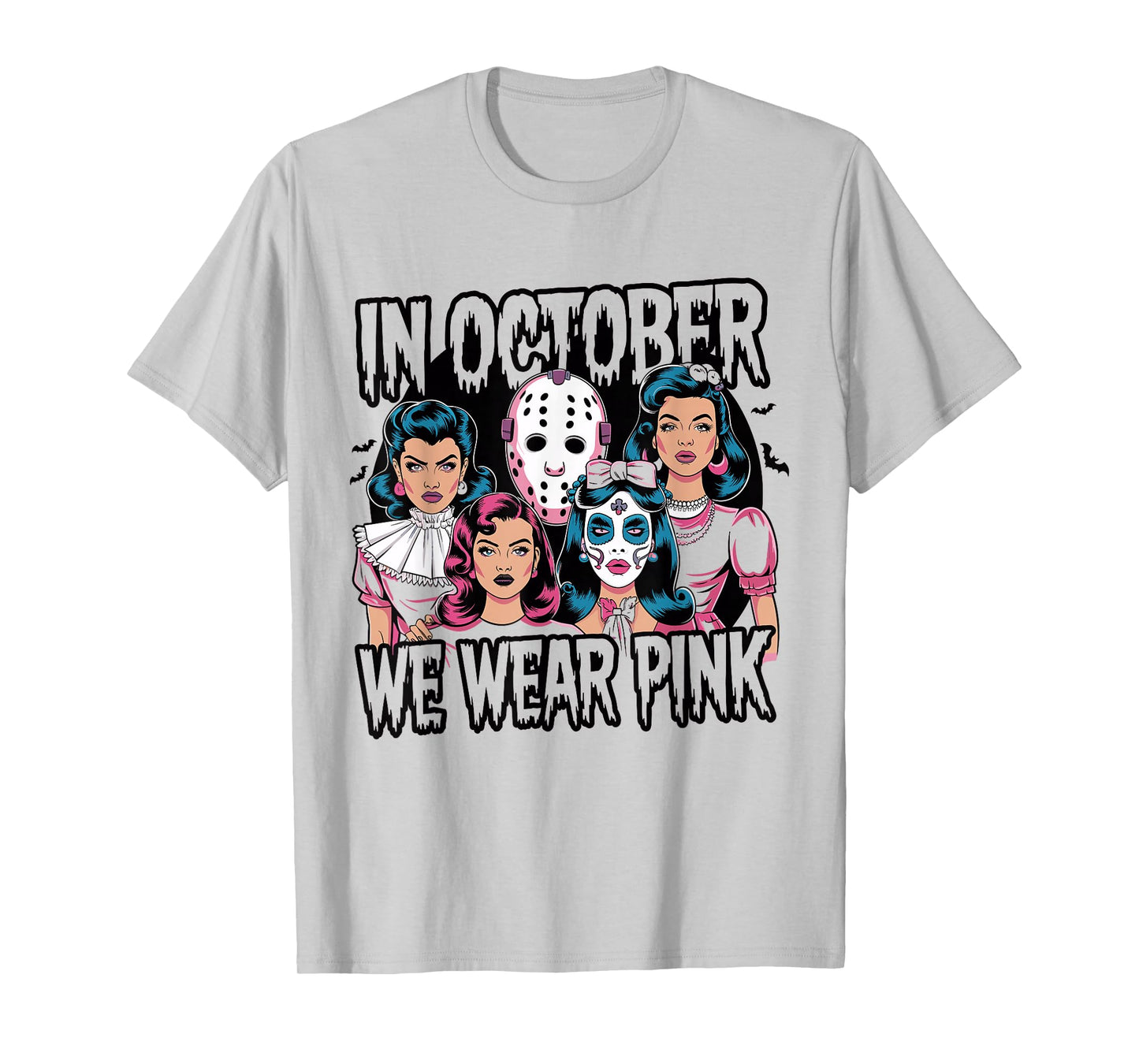 In October We Wear Pink Horror Breast Cancer Awareness T-Shirt