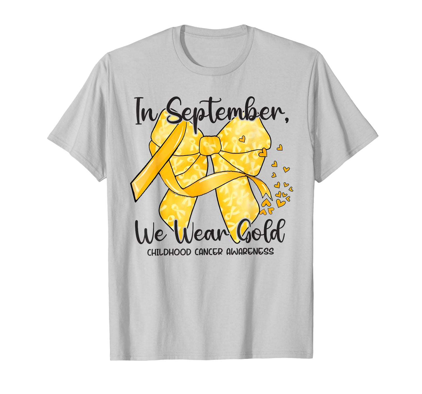 In September We Wear Gold Coquette Ribbon Childhood Cancer T-Shirt