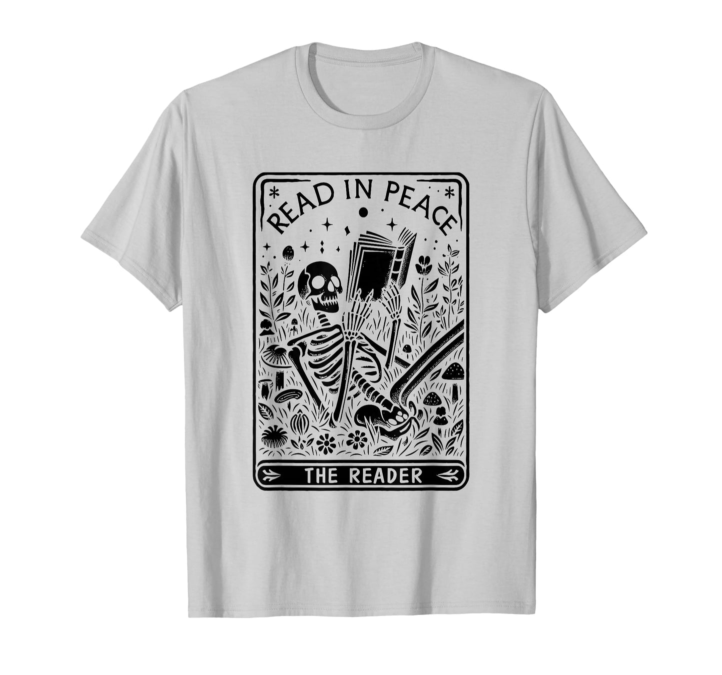 Read in Peace Card Halloween Skeleton Reading Book Reader T-Shirt