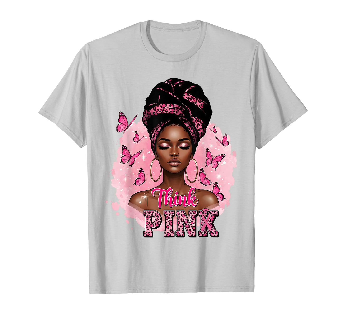 in October We Wear Pink Breast Cancer Think Black Women T-Shirt