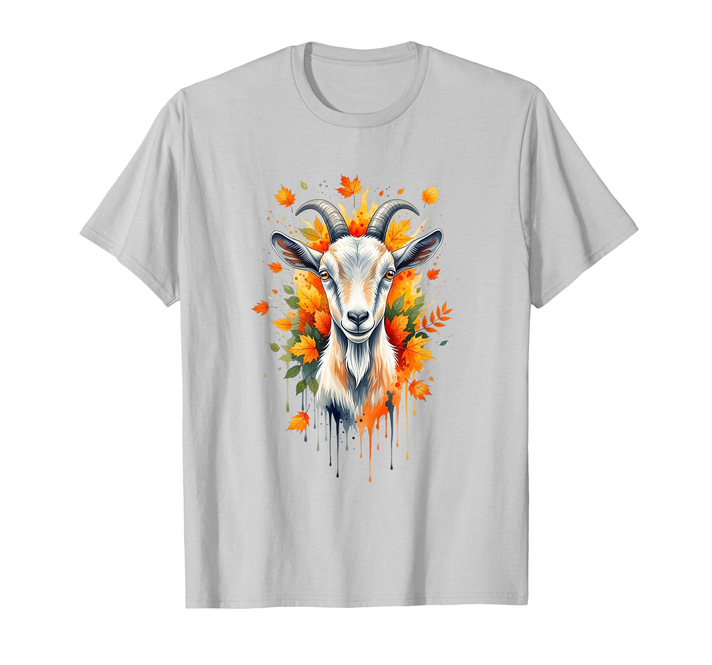 Autumn Goat Art Fall Leaves Nature Lovers Men Women T-Shirt