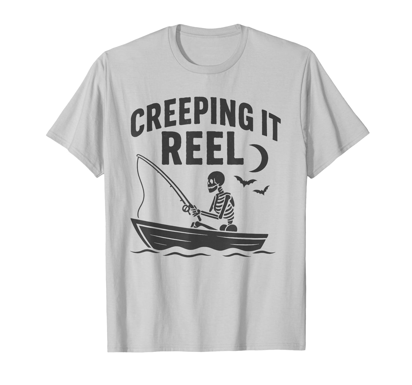 Creeping It Reel Halloween and Fishing Skeleton T-Shirt