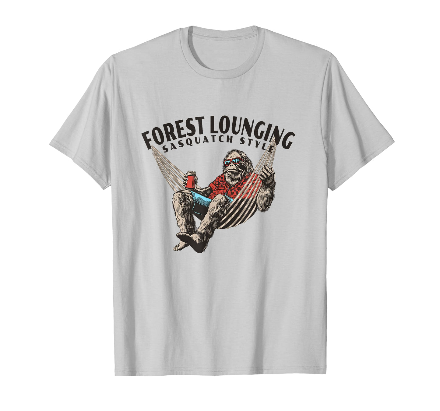Forest Lounging Sasquatch Style Hammock Big Foot Artwork T-Shirt