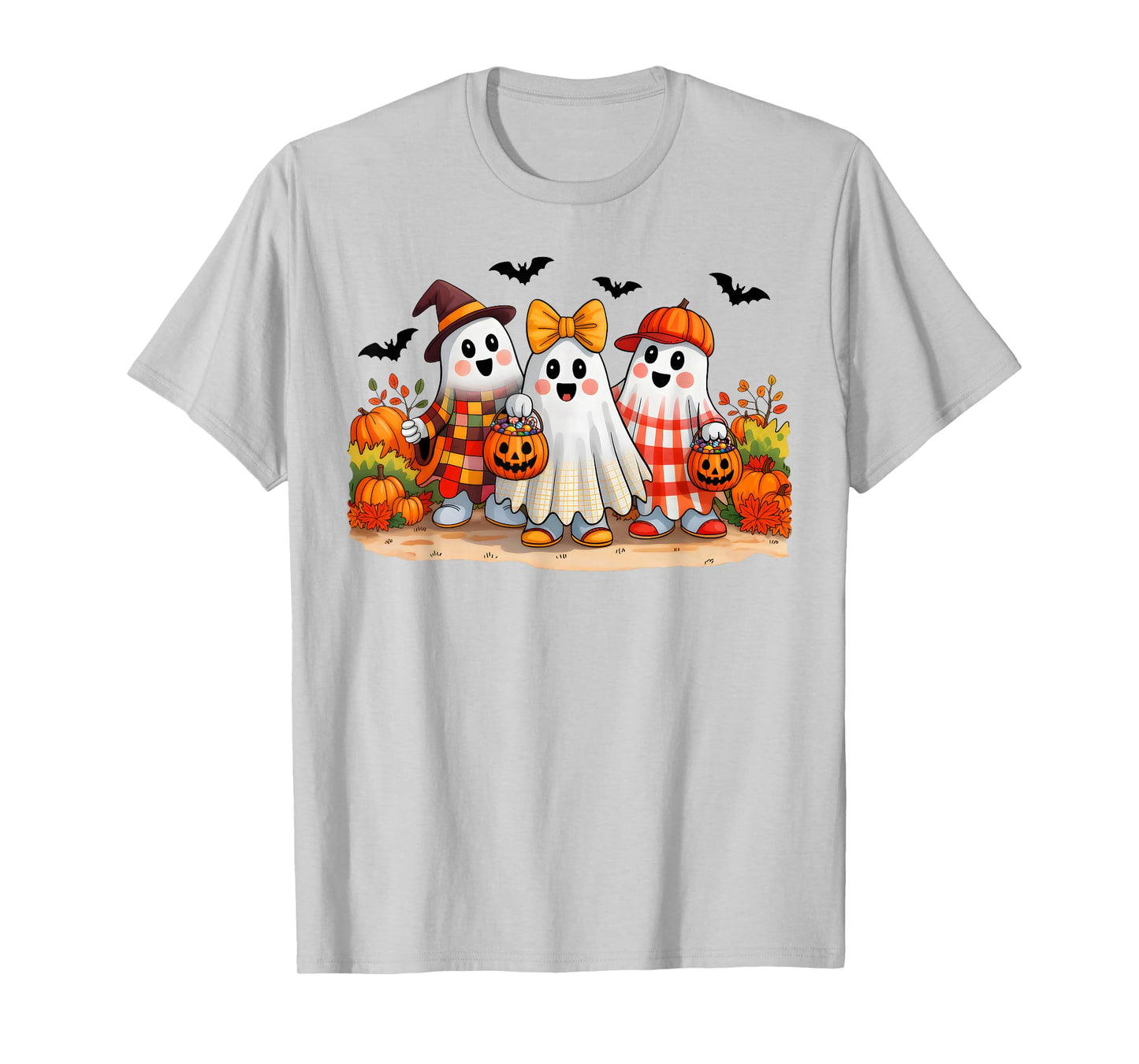 Ghost Halloween Costume Spooky Season Floral Ghost Pumpkin T-Shirt