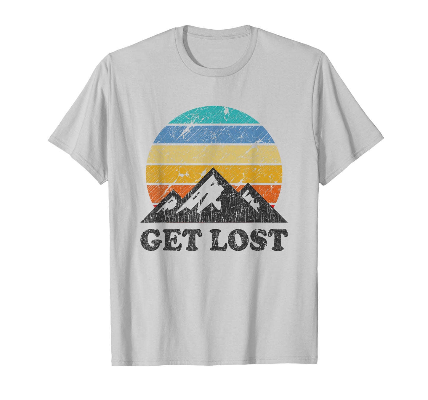 Vintage Car Hiking - Retro Sunset Mountain Walker T-Shirt