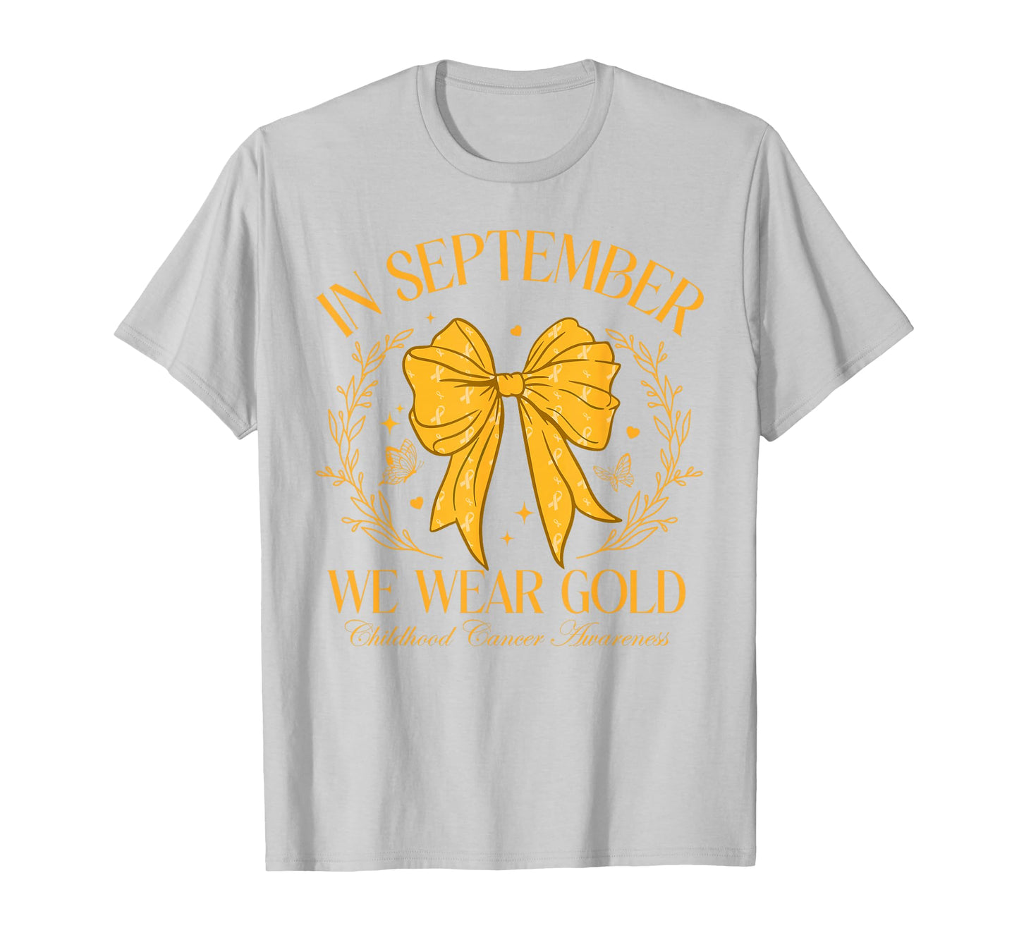 in September We Wear Gold Coquette Bow for Childhood Cancer T-Shirt
