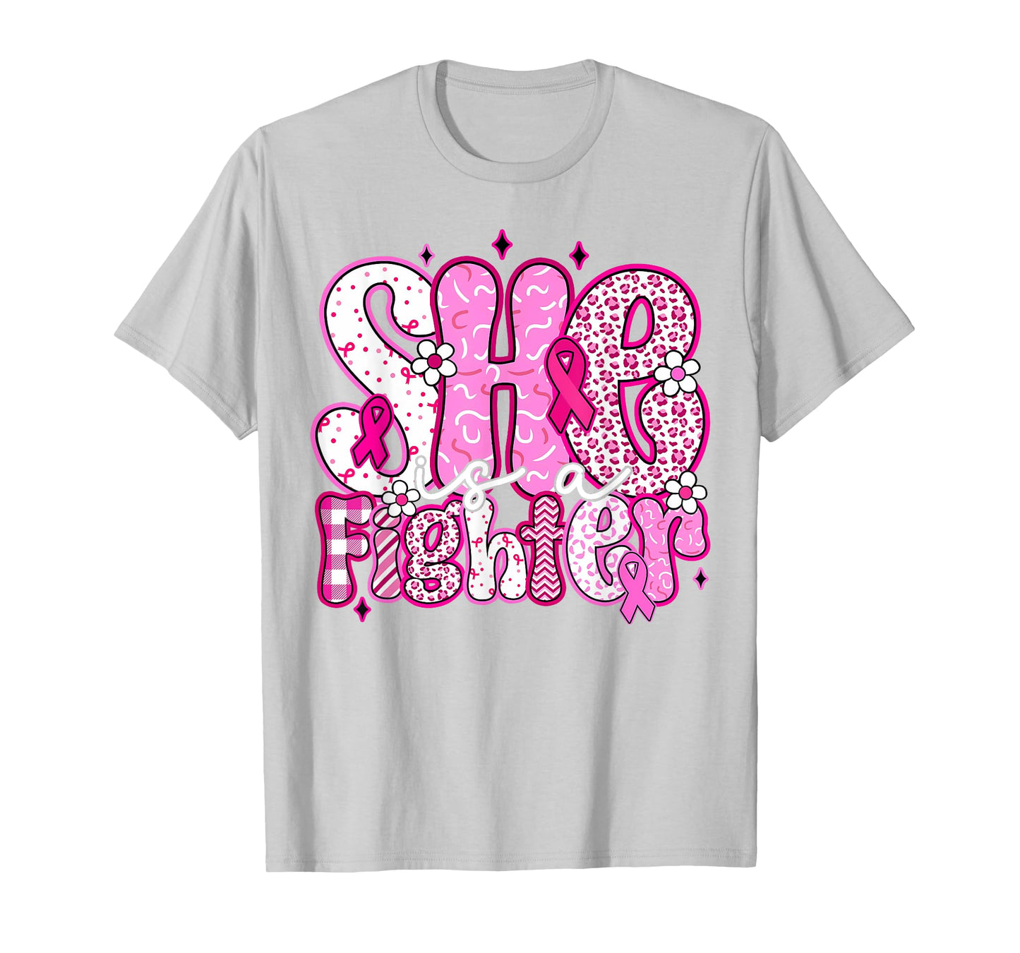 She is A Fighter Christian Breast Cancer Warrior Wear Pink T-Shirt
