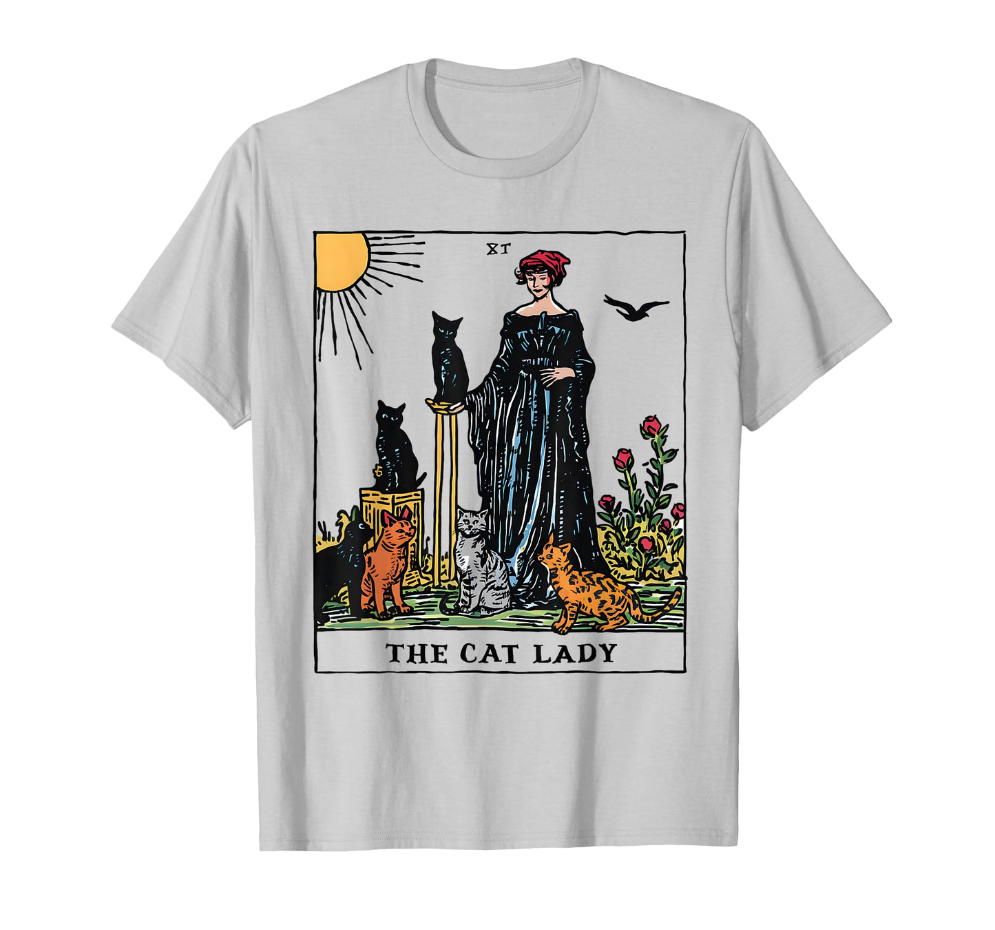 The Cat Lady Tarot Card Vintage Gothic Women Cat Mom T-Shirt