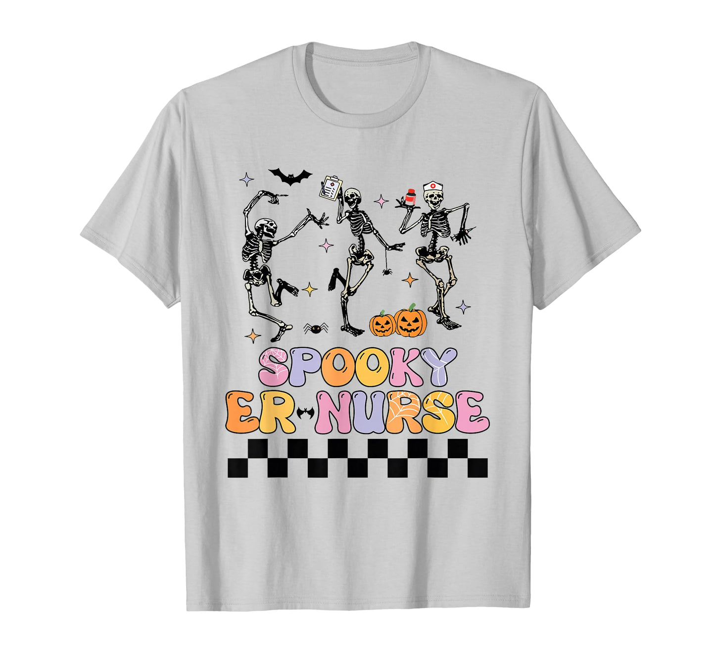 Spooky ER Nurse Skeleton Halloween Costume T-Shirt