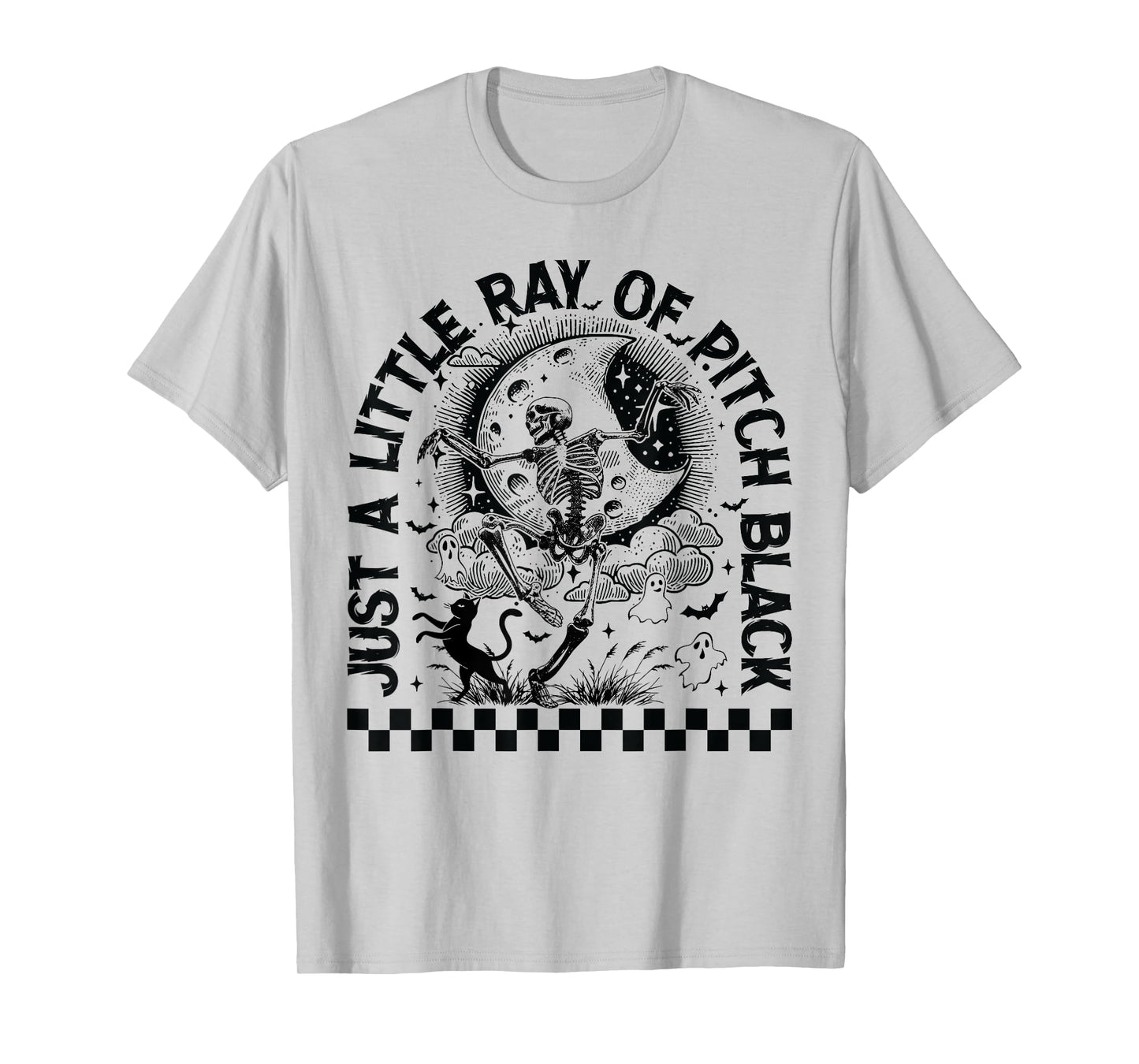 Just A Little Ray of Pitch Black Skeleton Cat Halloween T-Shirt