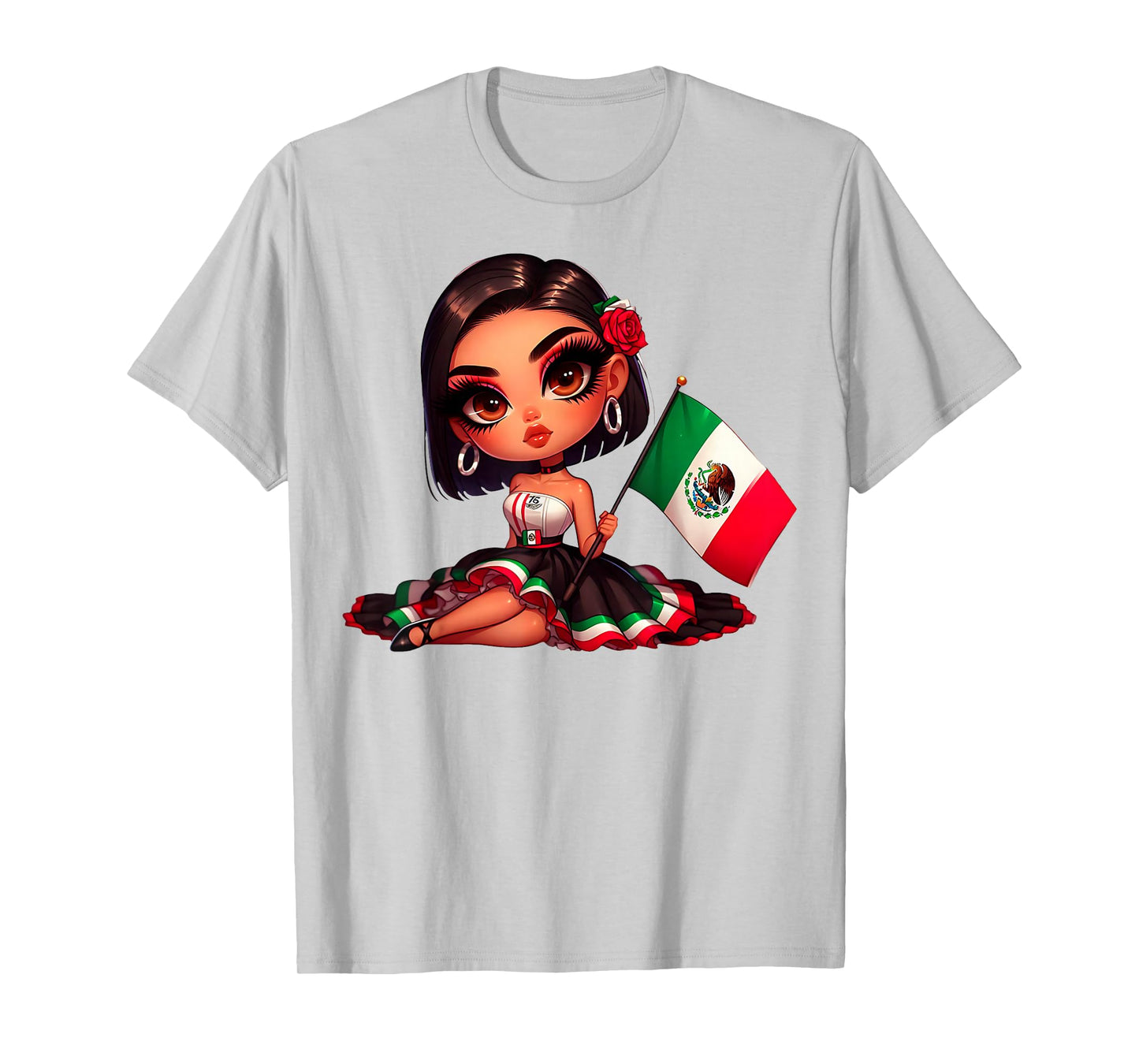 Woman's Chola Hispanic Girl Patriotic Mexican Roots Chicana T-Shirt