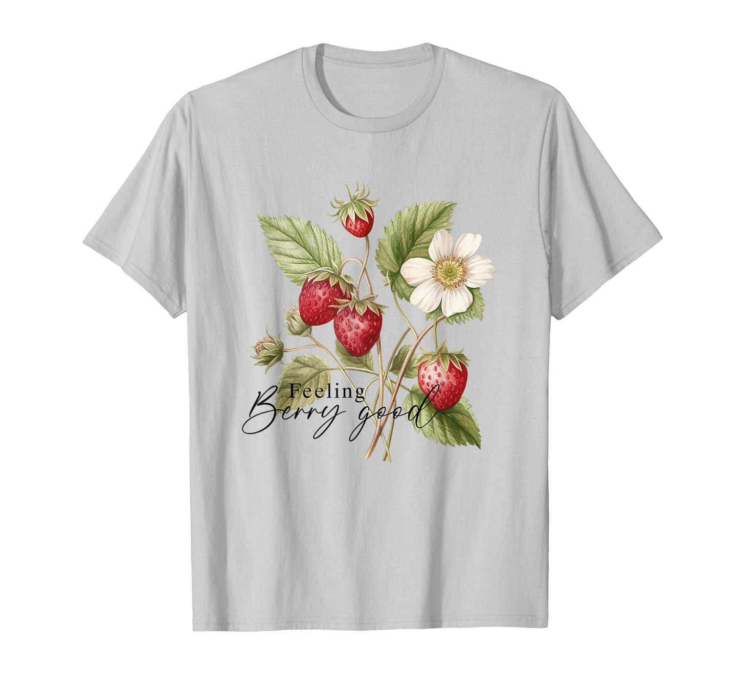 Summer Flower Strawberries Nature Lover Floral Wildflower T-Shirt