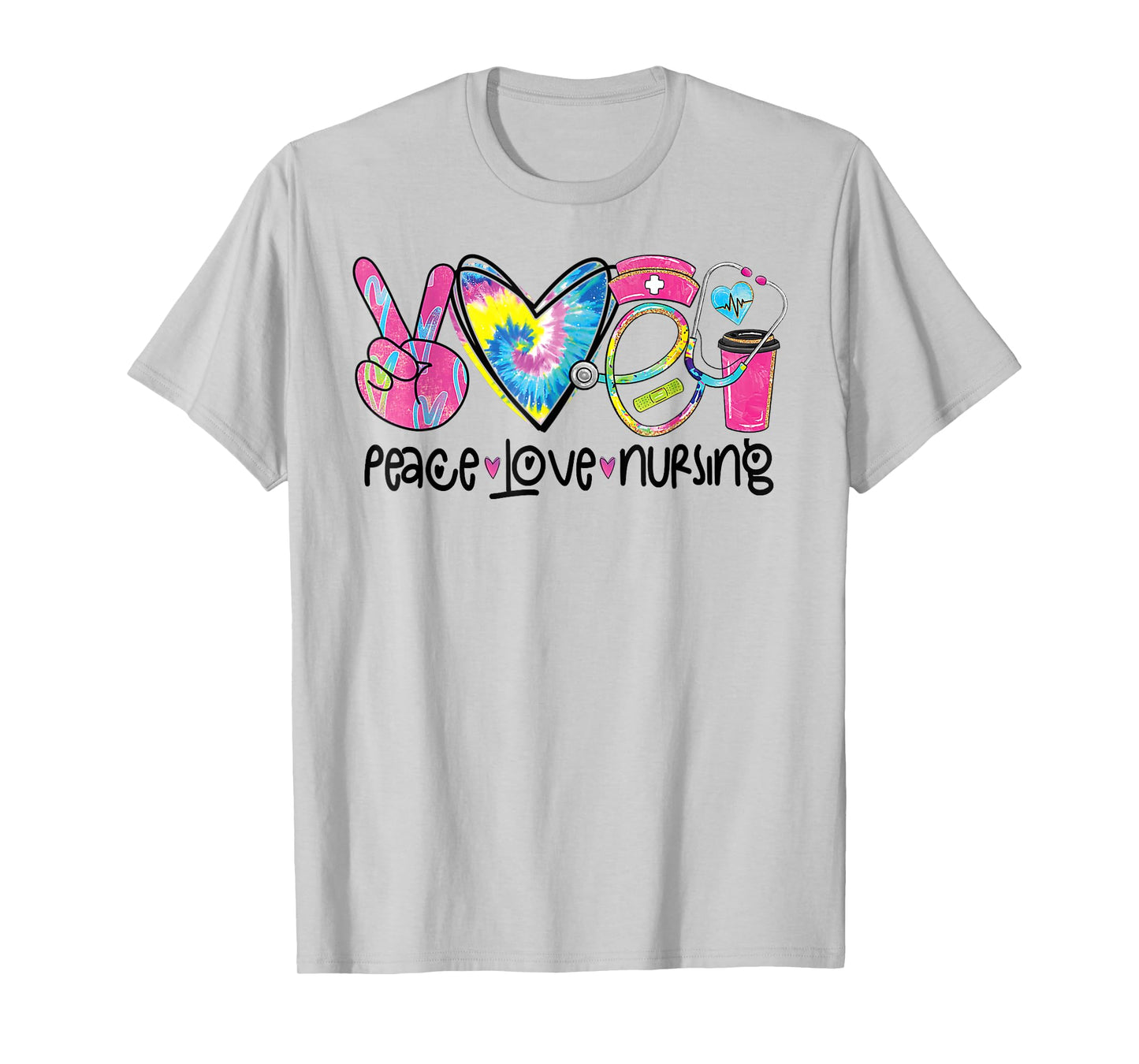 Peace Love Nursing Stethoscope Tie Dye Nurse 2024 T-Shirt