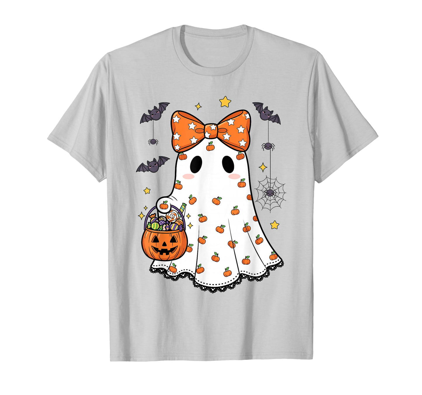 Cute Ghost with Bow Boo Halloween Costume Toddler Girl Women T-Shirt