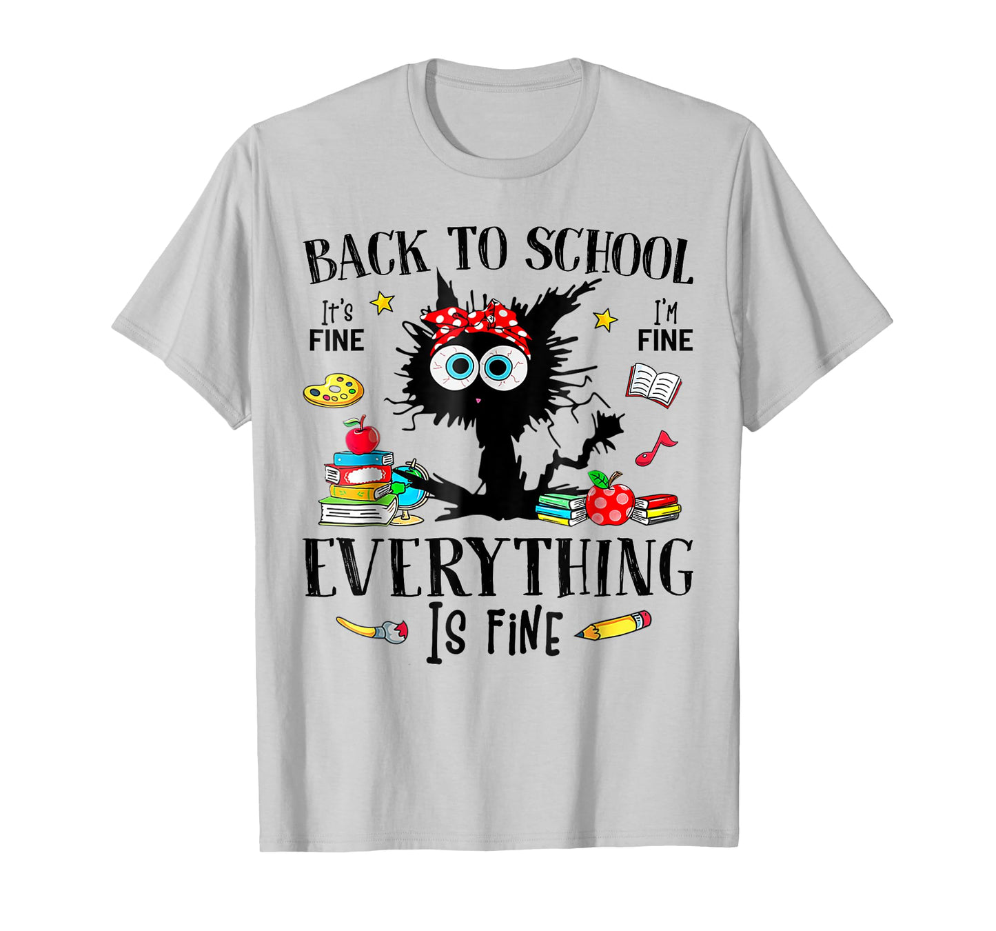 Back To School Frist Day Of School Teacher & Kids Funny Cat T-Shirt