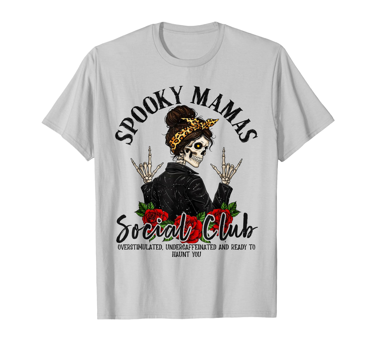 Spooky Mamas Social Club Halloween Vibe Skeleton Women Funny T-Shirt