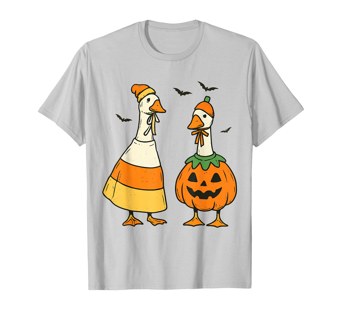 Halloween Goose Outfit Lawn Porch Geese Pumpkin Candy Corn T-Shirt