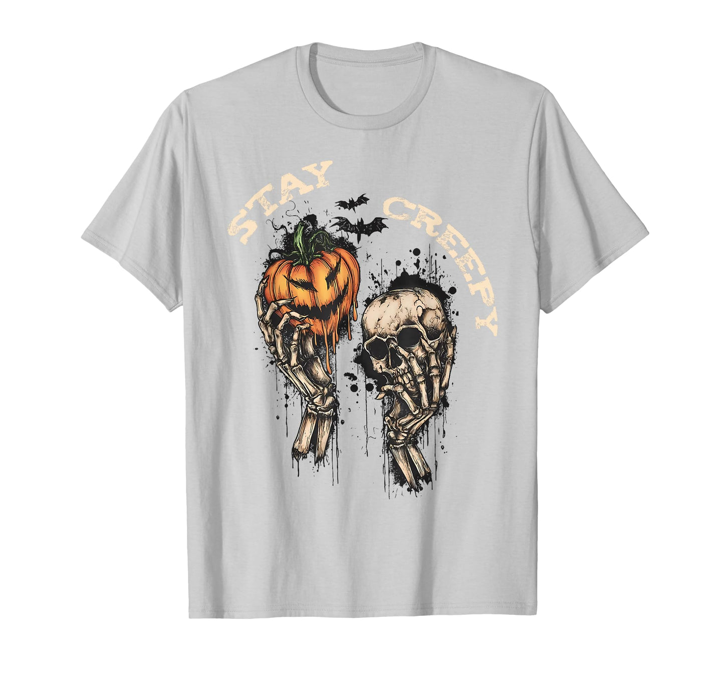 Stay Creepy Dripping Heart Halloween Skeleton Hand Spooky T-Shirt