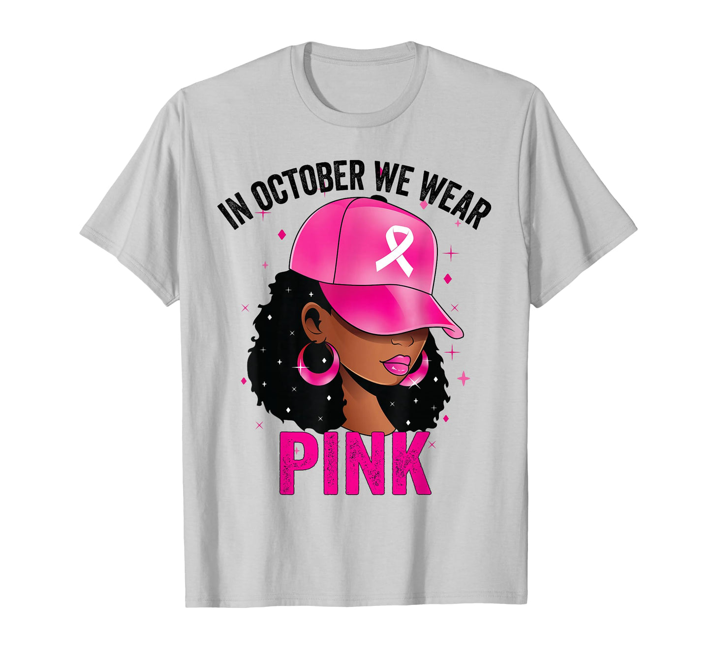 In October We Wear Pink Black Women Breast Cancer Awareness T-Shirt