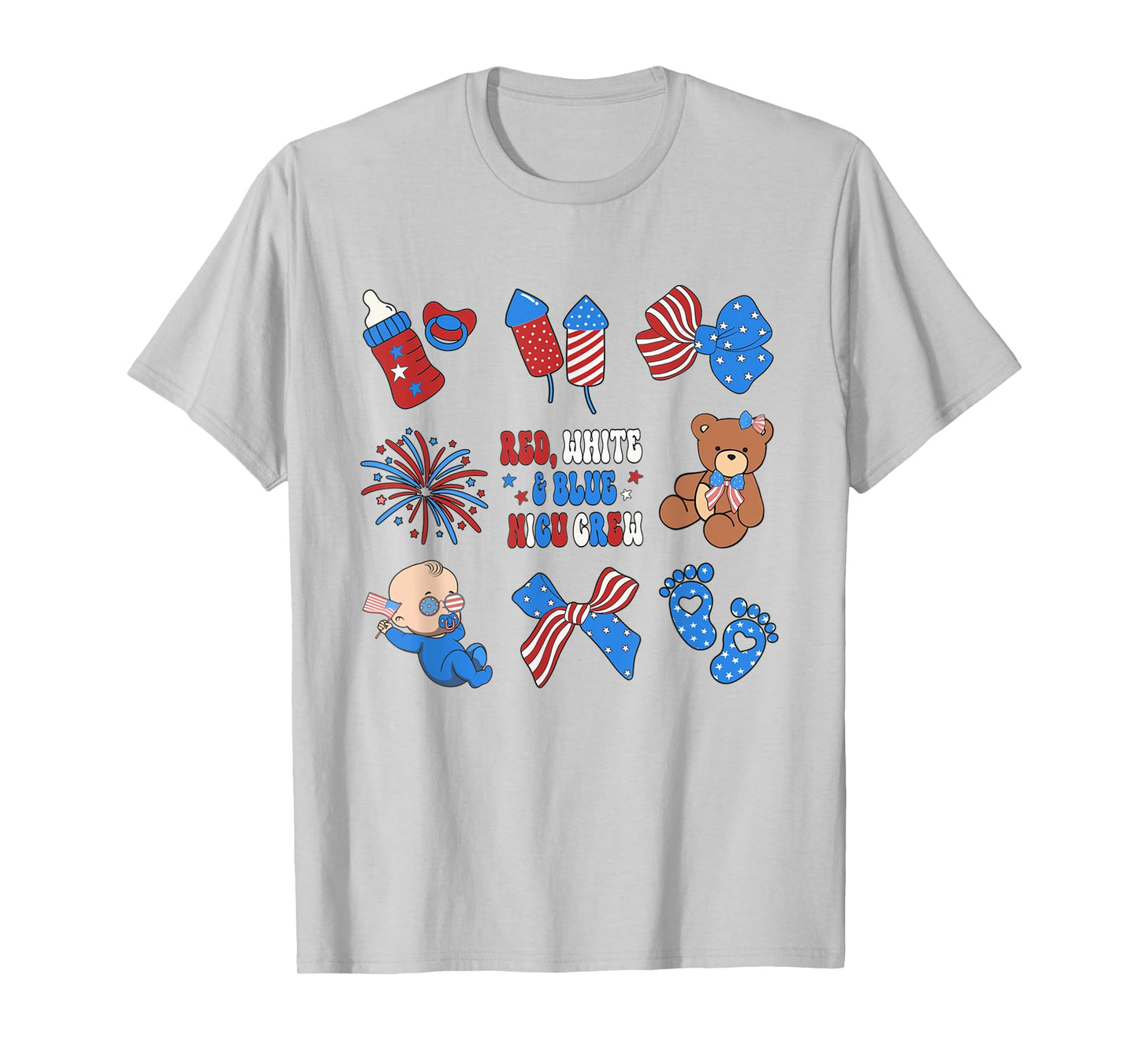 Red, White & Blue NICU Crew Work 4th of July NICU Nurse T-Shirt