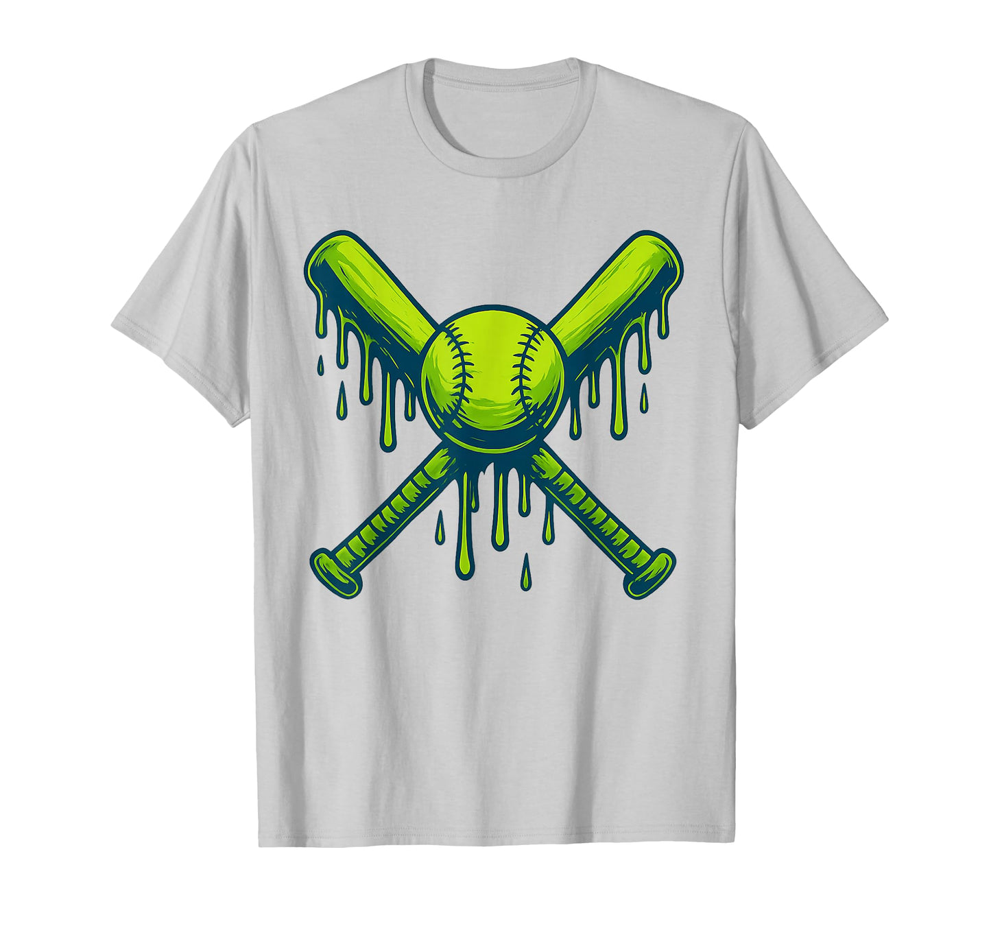 Baseball ice Cream drip Boys Green Ice Cream Drip Baseball T-Shirt