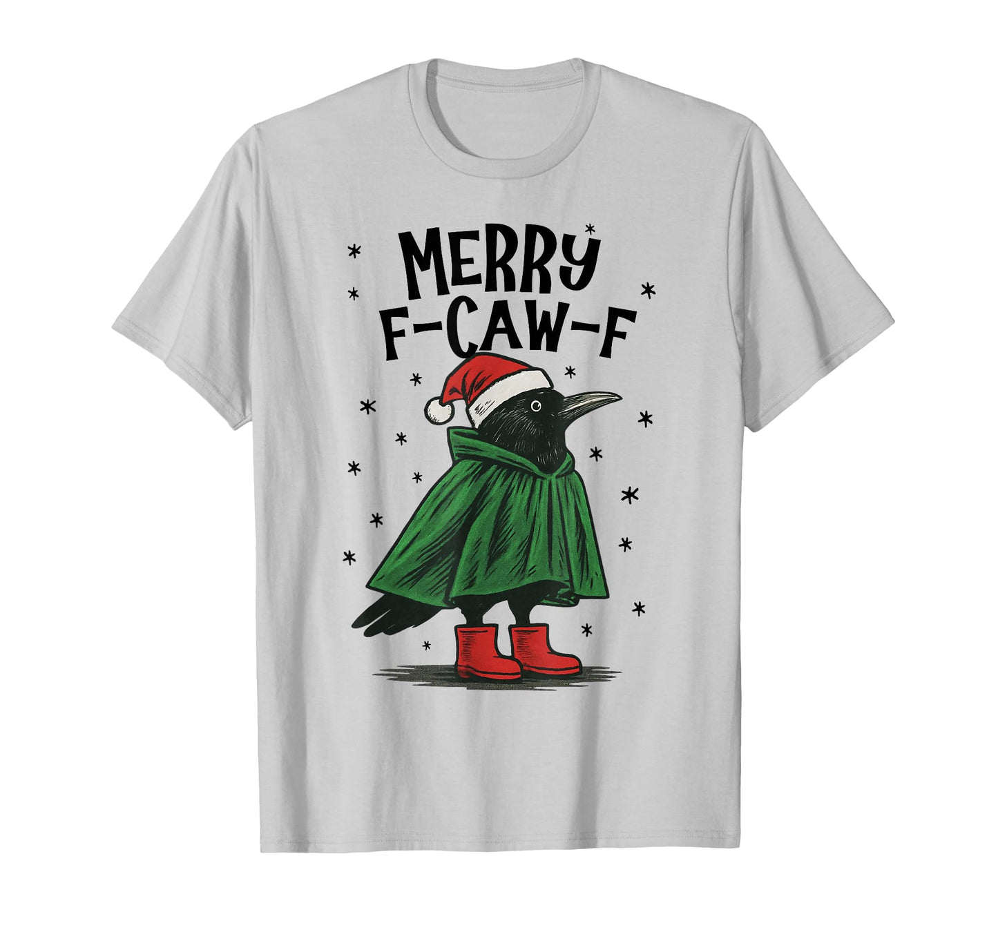 Merry F-Caw-F Funny Christmas Black Crow Merry Xmas F-Caw-F T-Shirt