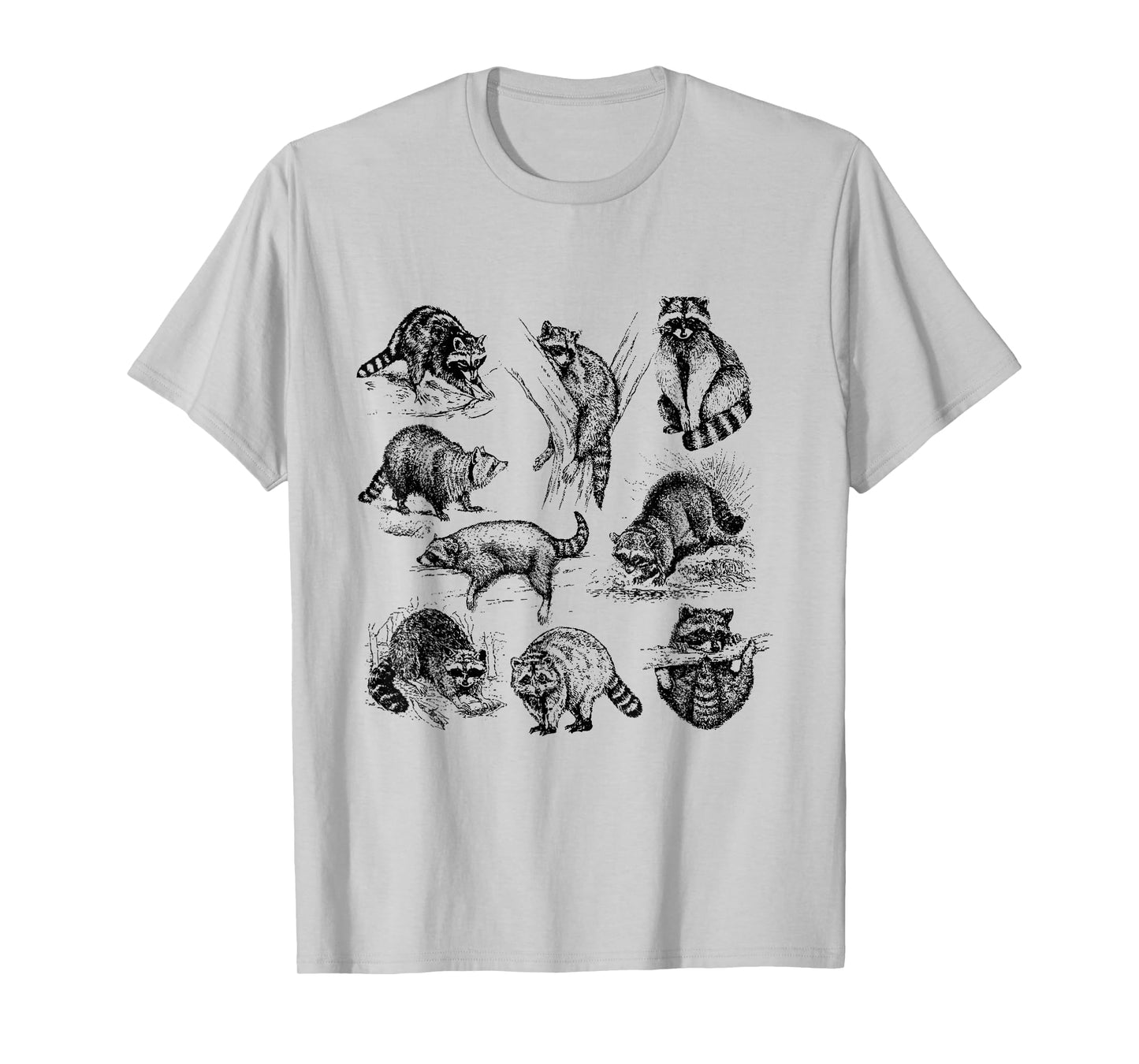 Cute Raccoon Drawing Racoon Portrait Sketch Wild Trash Panda T-Shirt