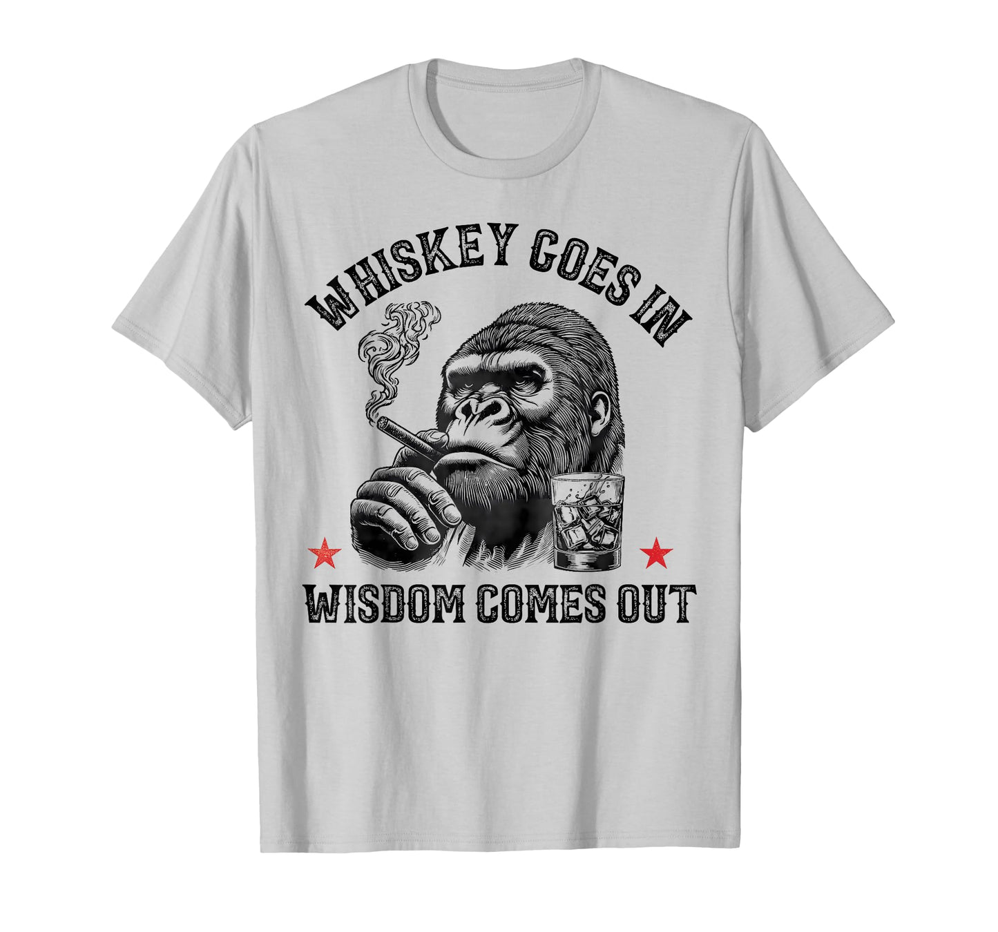 Whiskey Goes in Wisdom Comes Out Funny Monkey T-Shirt