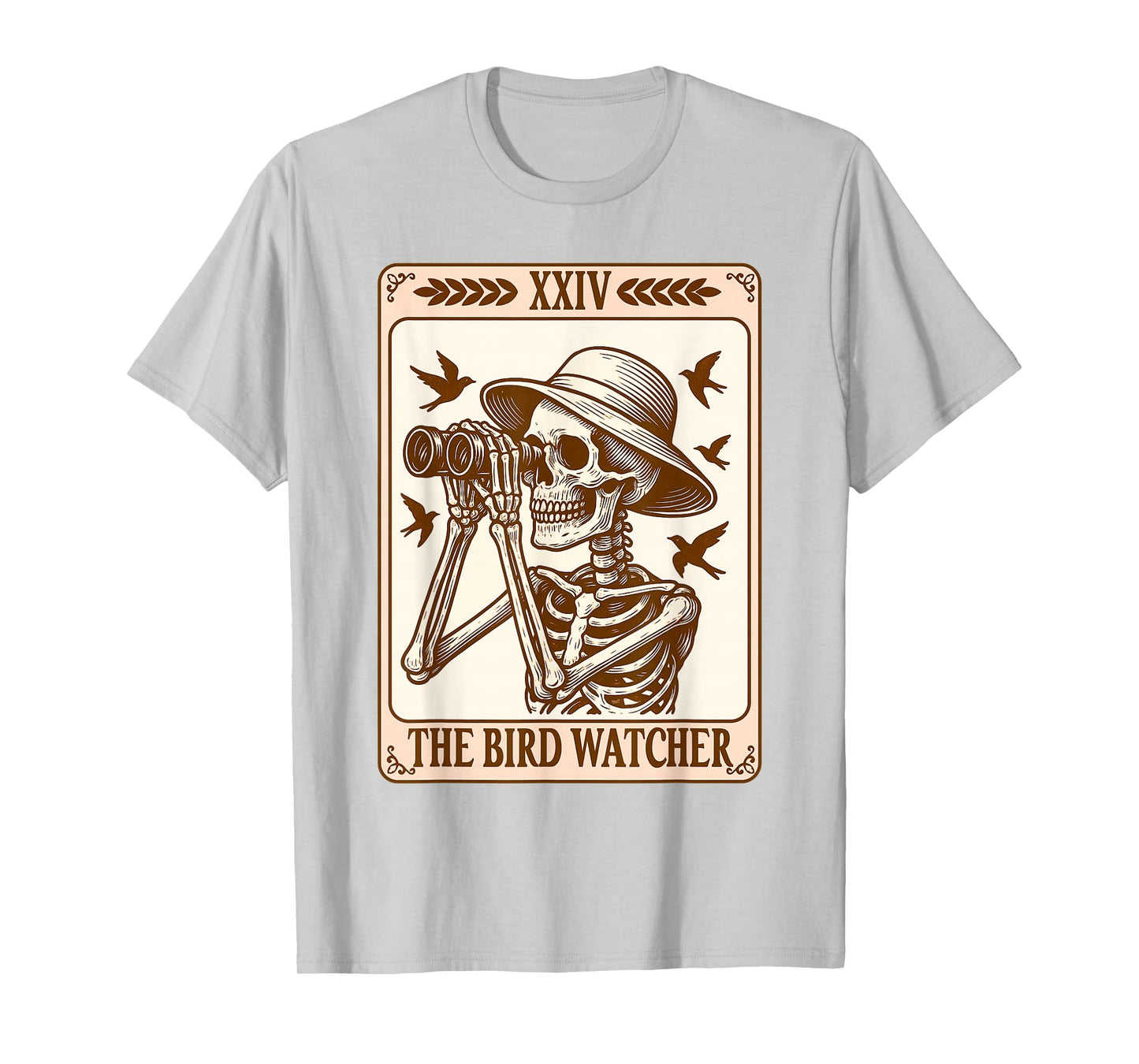Bird Watching Bird Mom Skeleton The Bird Watcher Tarot Card T-Shirt