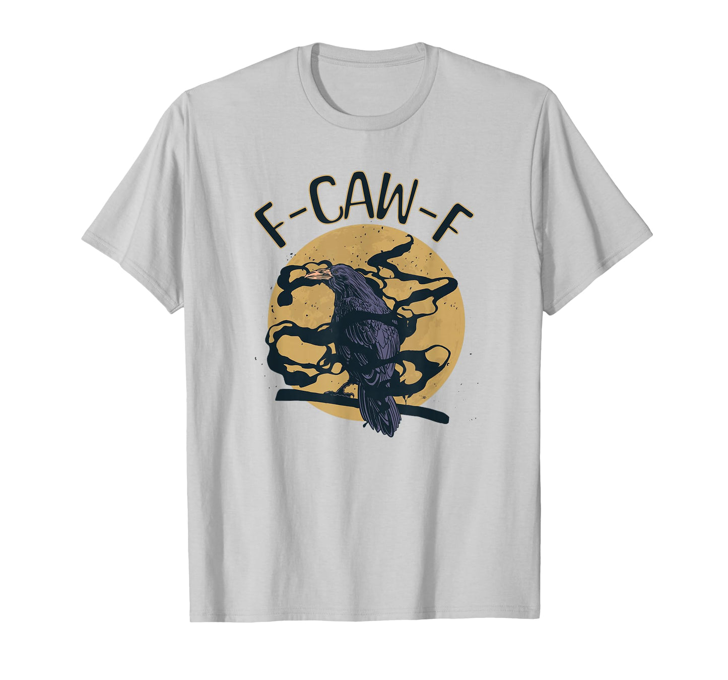 F-CAW-F Gothic Crow Raven Full Moon Dark Mystical Design T-Shirt