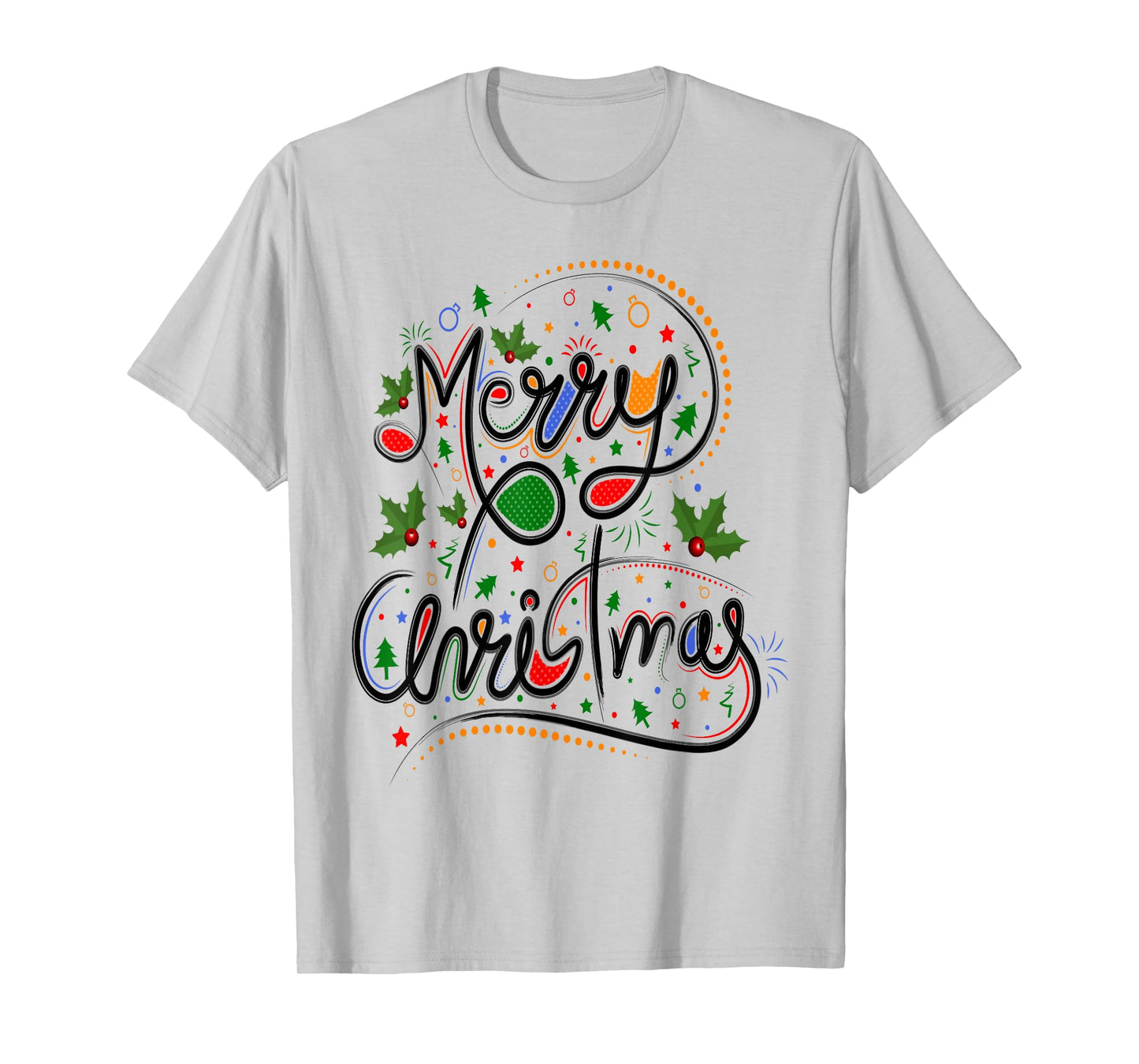 Merry Christmas Lights Red Santa Hat Xmas Family Men Women T-Shirt