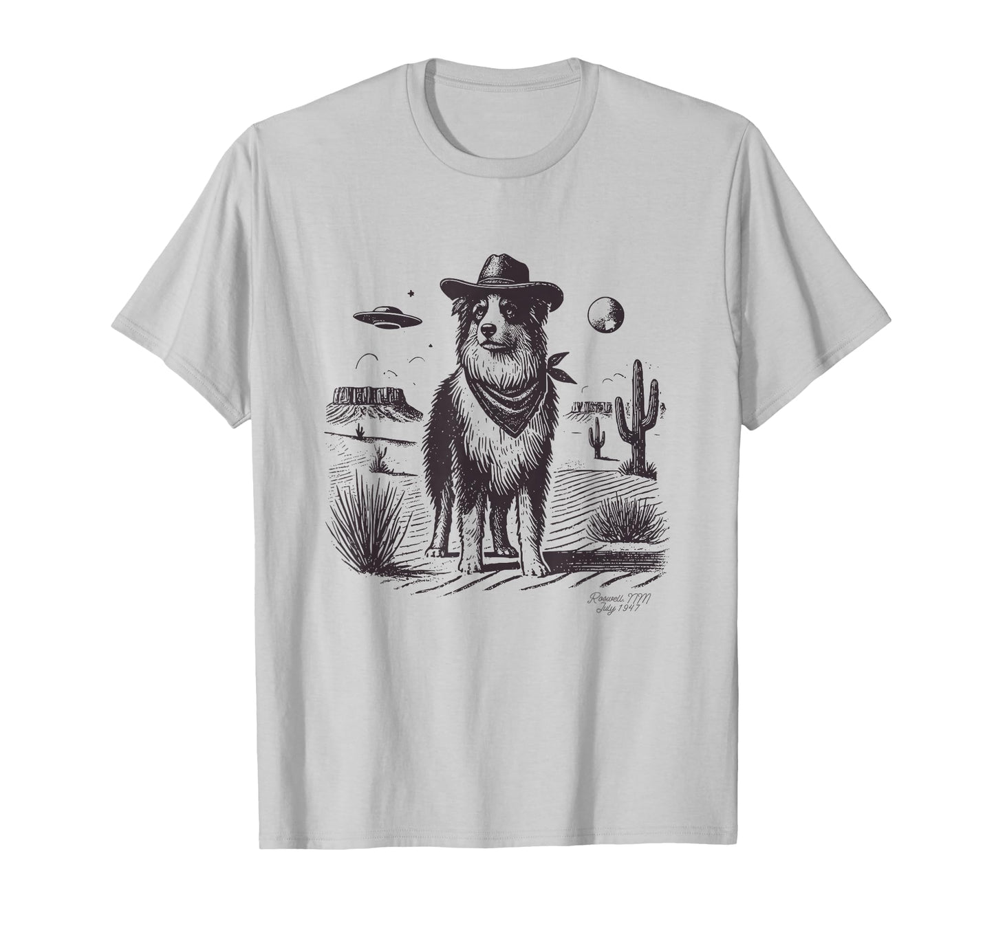 Australian Shepherd Cowboy, Aussie Cowboy UFO, Cowboy Hat T-Shirt