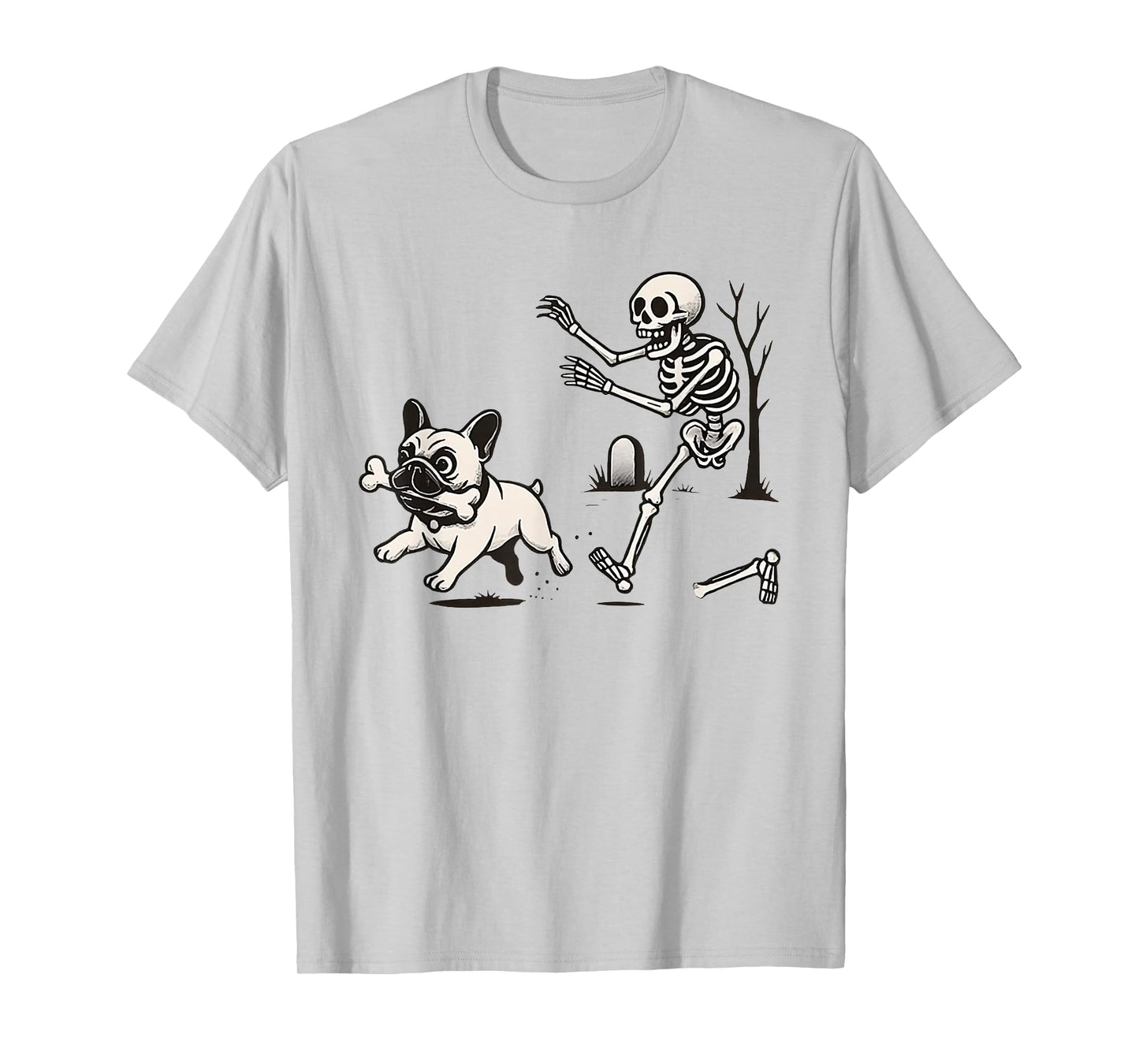Funny Skeleton Chasing Corgi Halloween Dog Mom Pet Lover T-Shirt