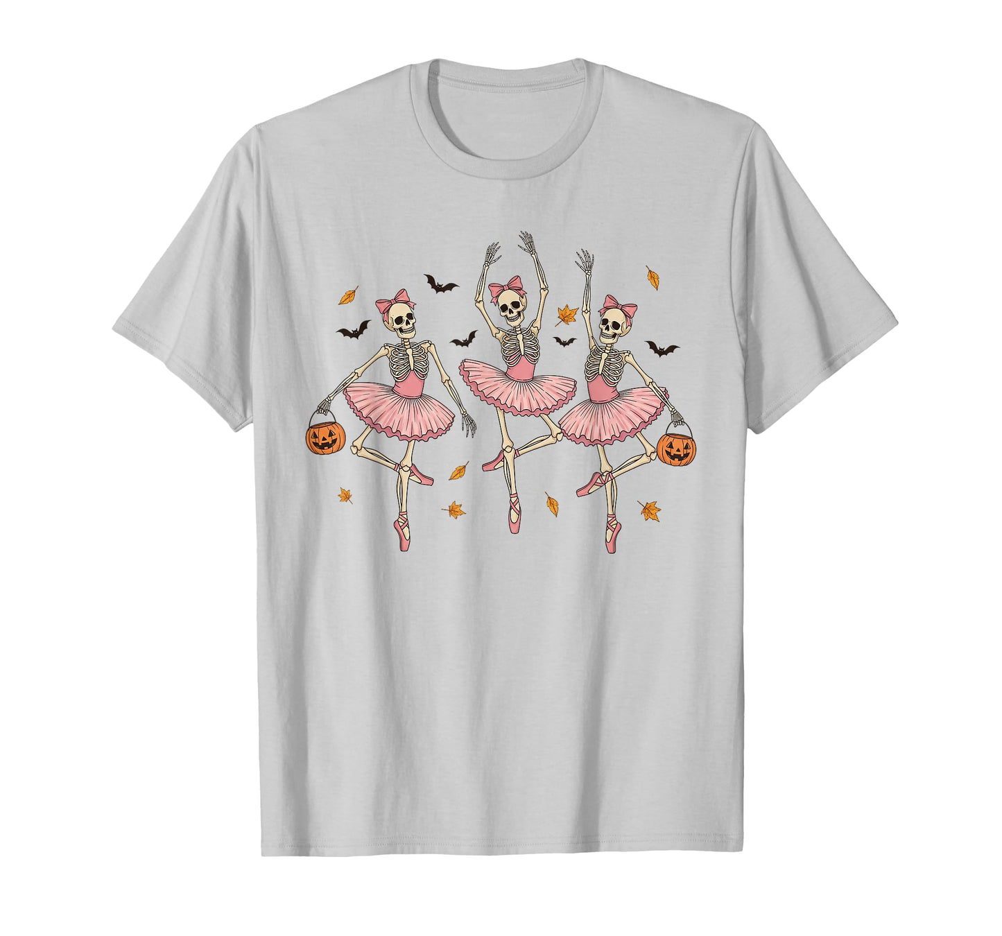 Skeleton Ballerina Pink Tutu Halloween Dance Tee T-Shirt