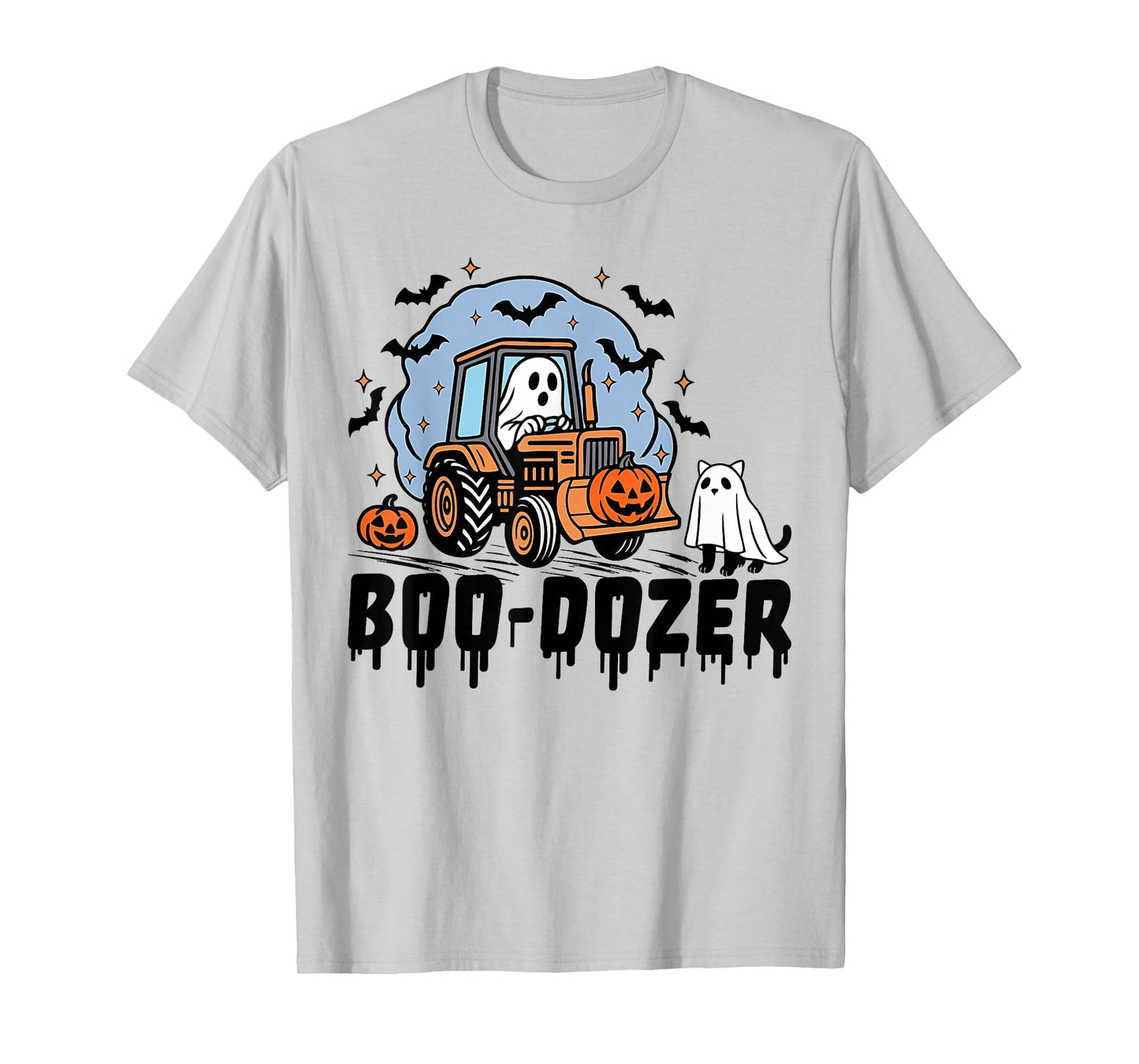 Retro Bulldozer Halloween Boo Dozer Construction Truck Kids T-Shirt