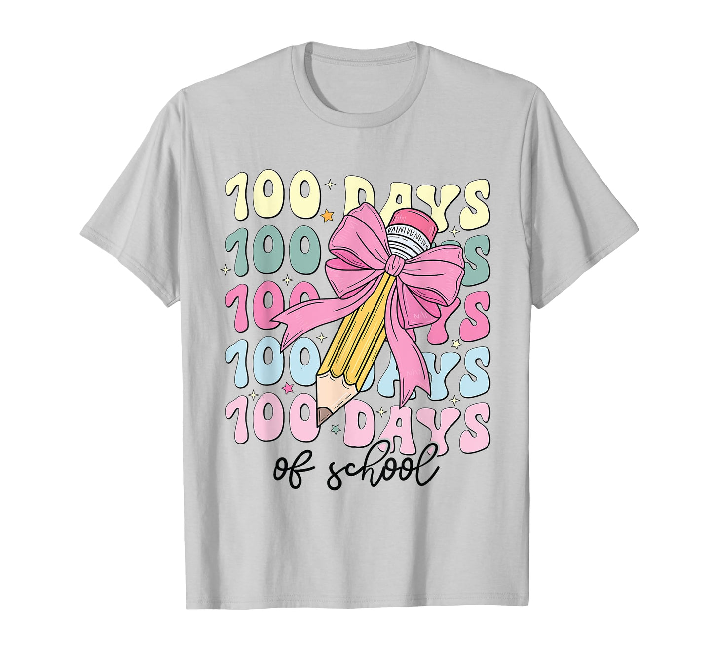 100 Days of School Girls Coquette Bow 100th Day of School T-Shirt