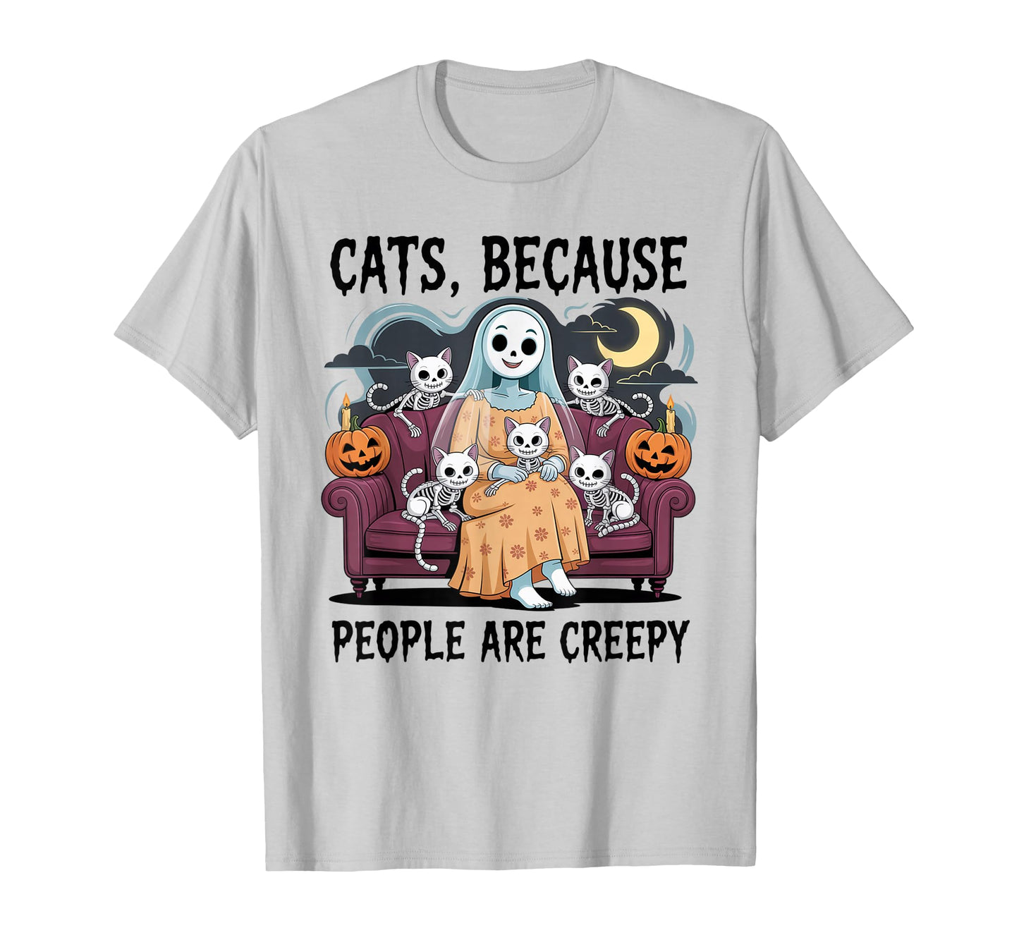 Cats Because People are Creepy Ghost Halloween Cat Mom Kids T-Shirt