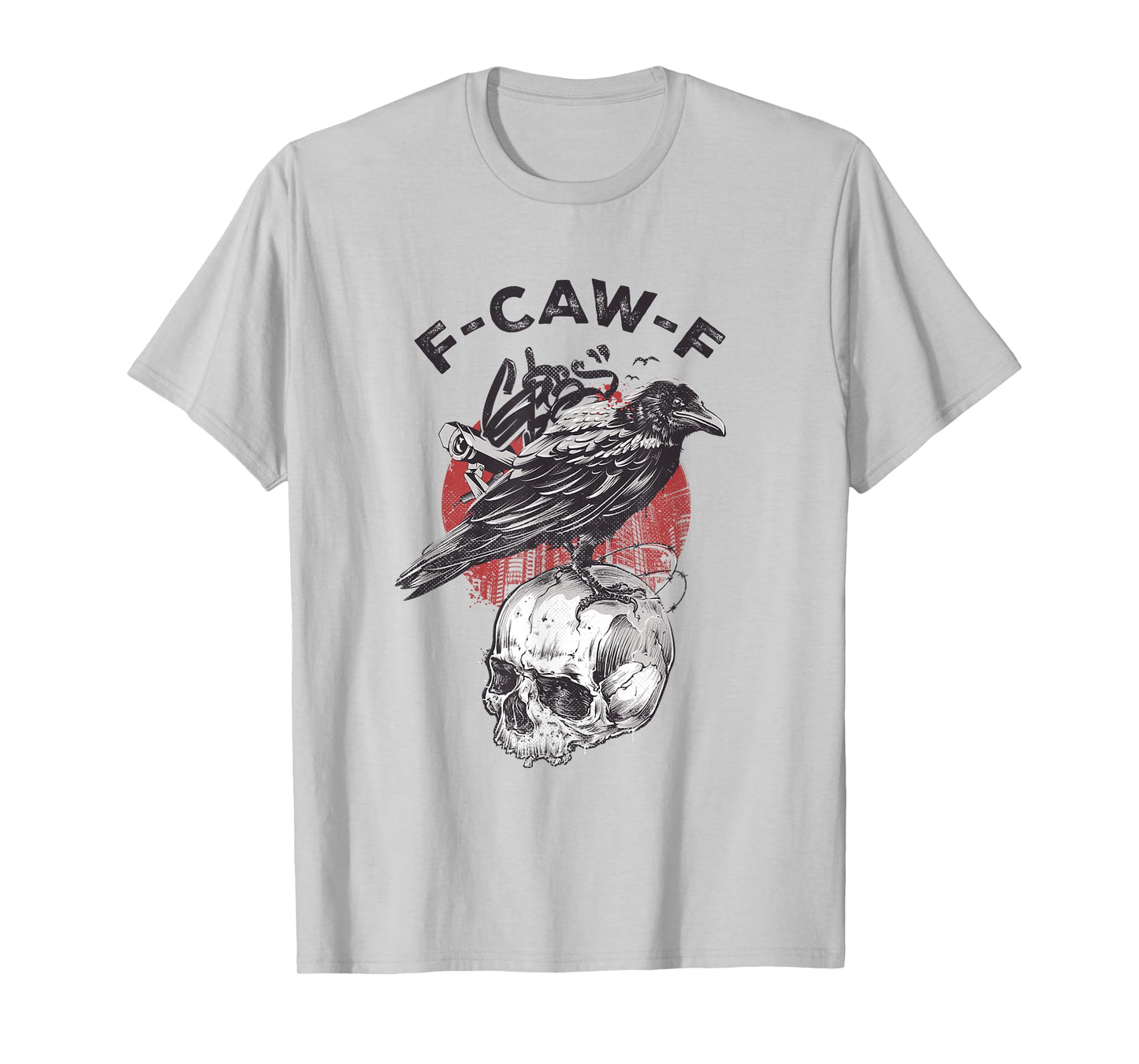F-Caw-F Crow Vintage Gothic Skull Funny Sarcastic Black Bird T-Shirt