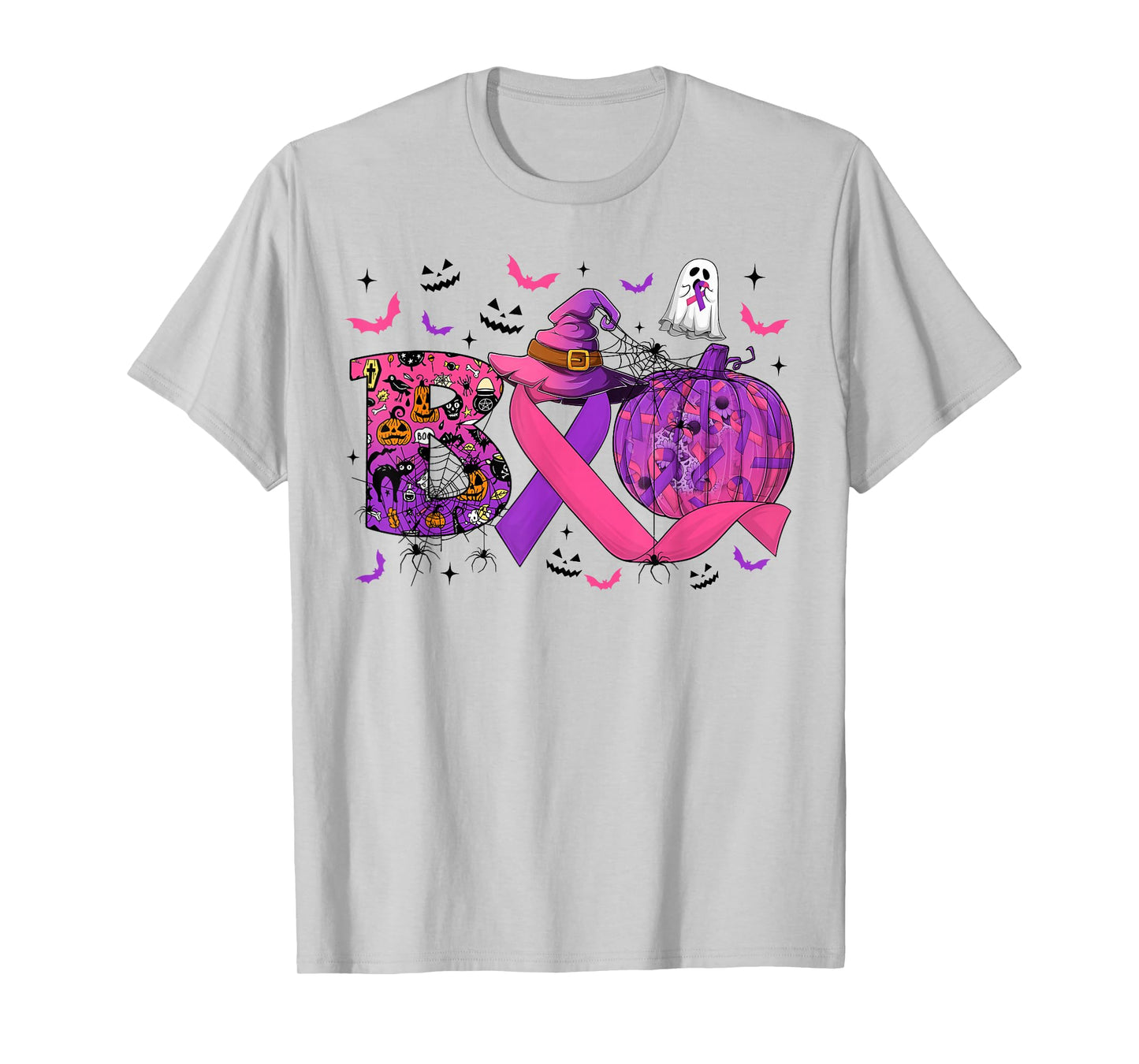 Boo Domestic Violence Breast Cancer Pink & Purple Ribbon T-Shirt