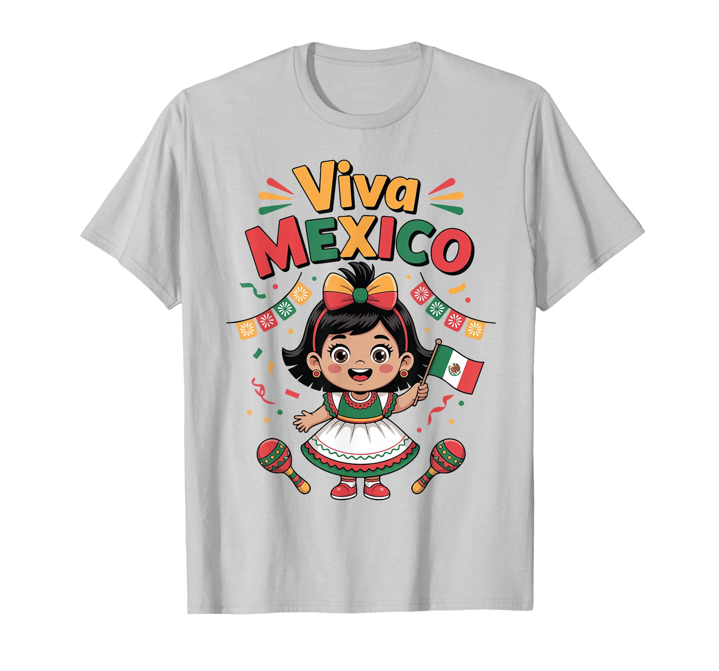 Toddler Viva Mexico Shirt Girl Mexican Flag Independence Day T-Shirt