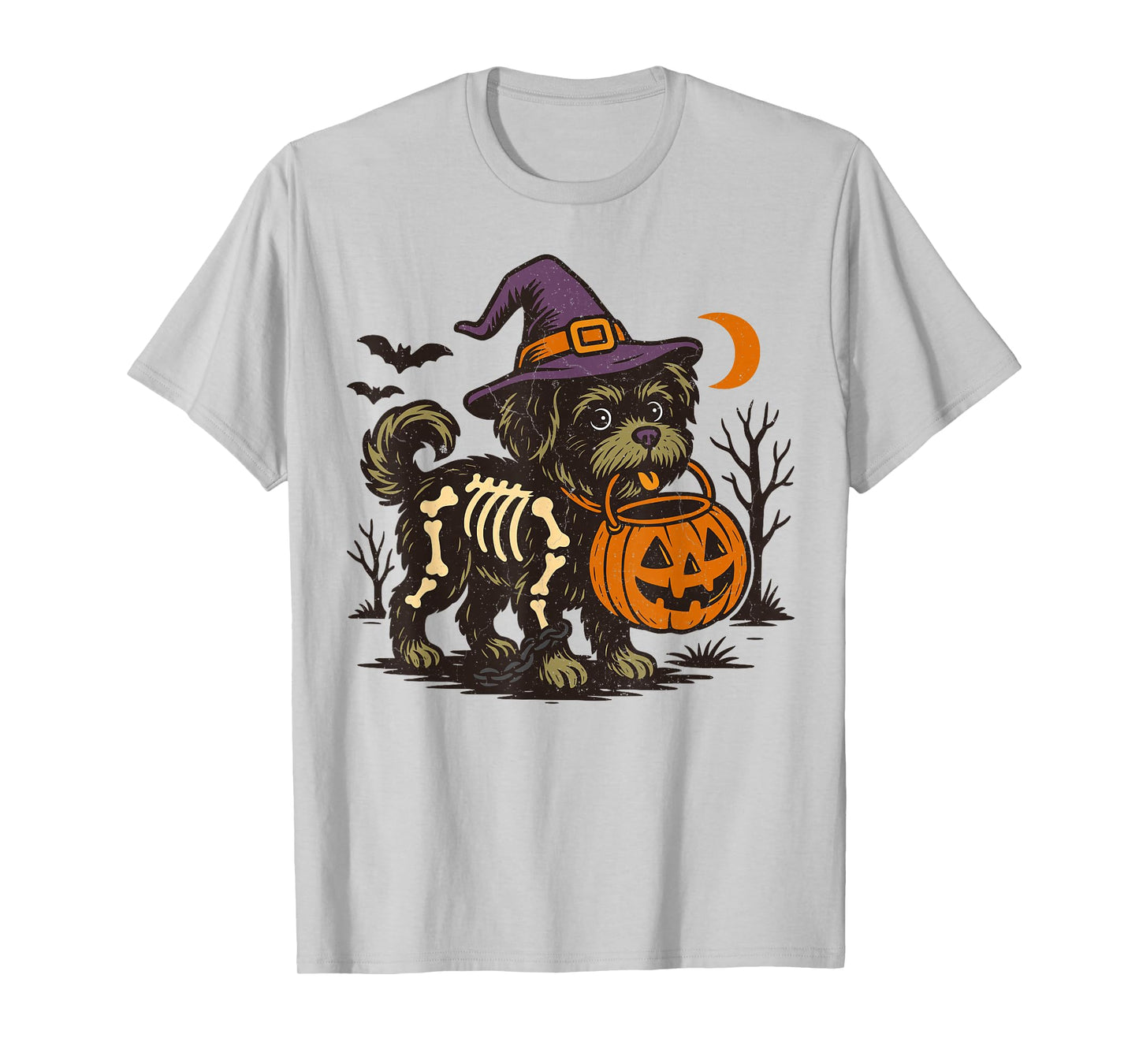 Halloween Shih Tzu Tees Dog Skeleton Spooky Chinese Lion Dog T-Shirt