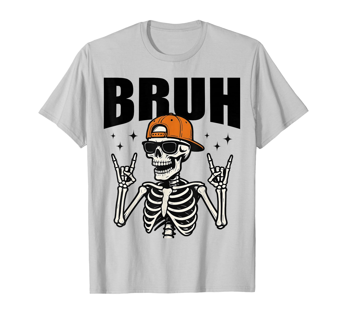 Bruh Punk Rock Skeleton Cool Rocker Halloween Men Boys Kids T-Shirt
