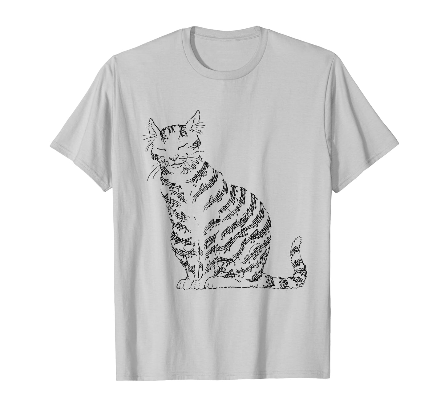 Cute Cat Kitty Playing Music Note Clef Musician Art Men Women Kids T-Shirt