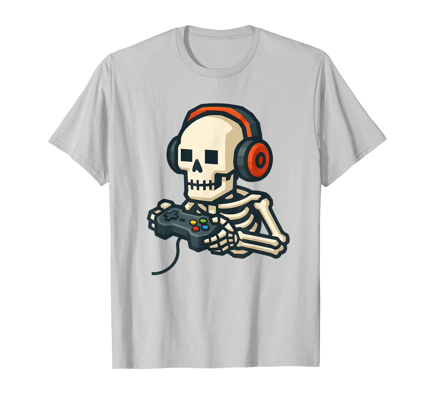 Halloween Skeleton Gamer Funny Pixel Video Gaming Boys Kids T-Shirt