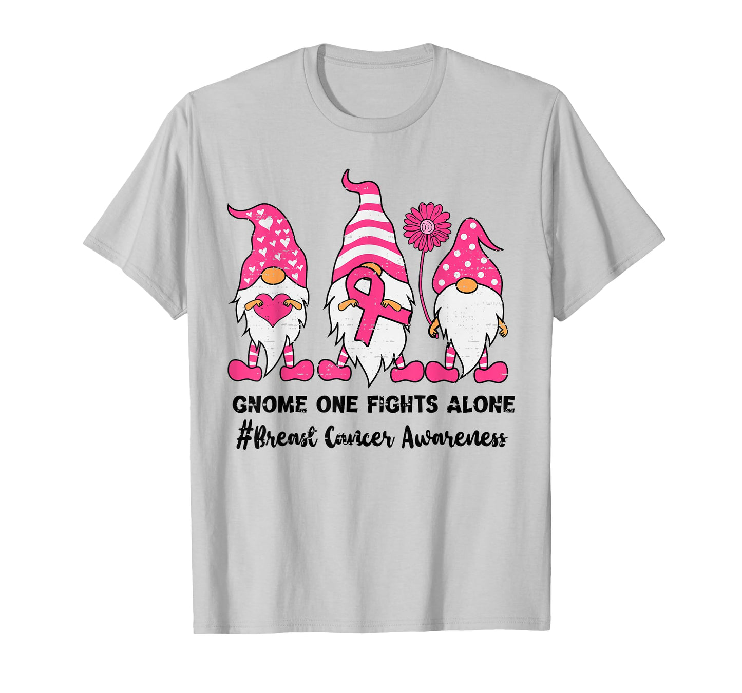 Breast Cancer Awareness Gnome Pink Ribbon Support Squad T-Shirt