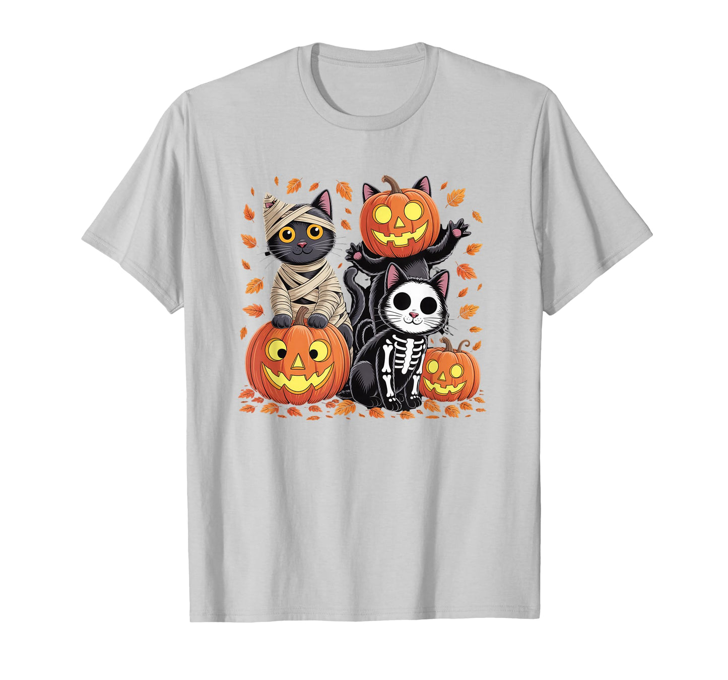 Cute Black Cats in Halloween Costumes with Pumpkins T-Shirt