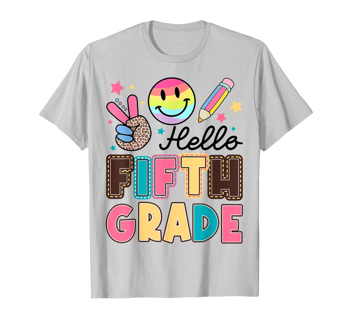 Hello Fifth Grade Smile Face 1st Day Of School Teachers Kids T-Shirt