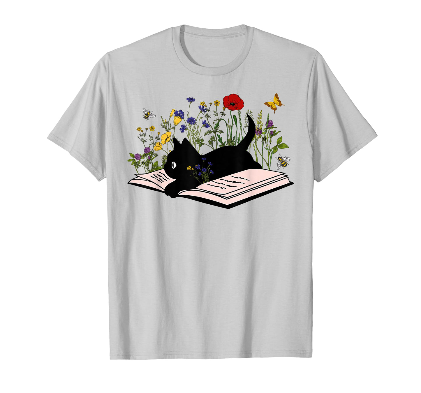 Floral Vintage Aesthetic Painted Kittens and Pressed Flower T-Shirt